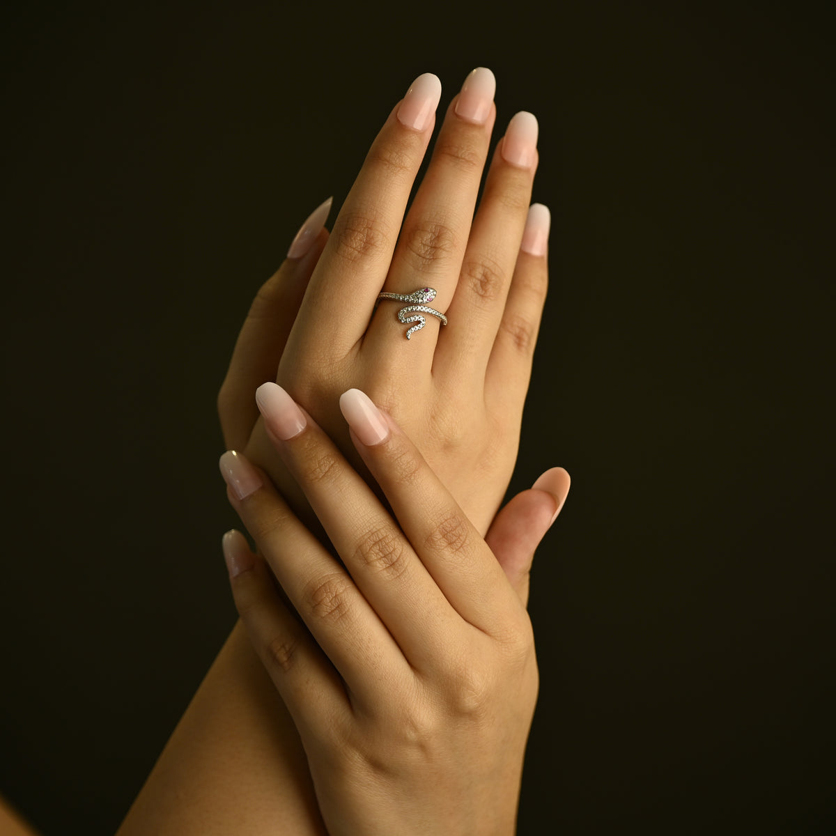 Crystal Snake Wrap Ring