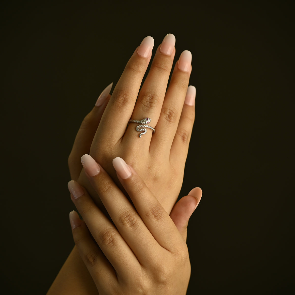 Crystal Snake Wrap Ring