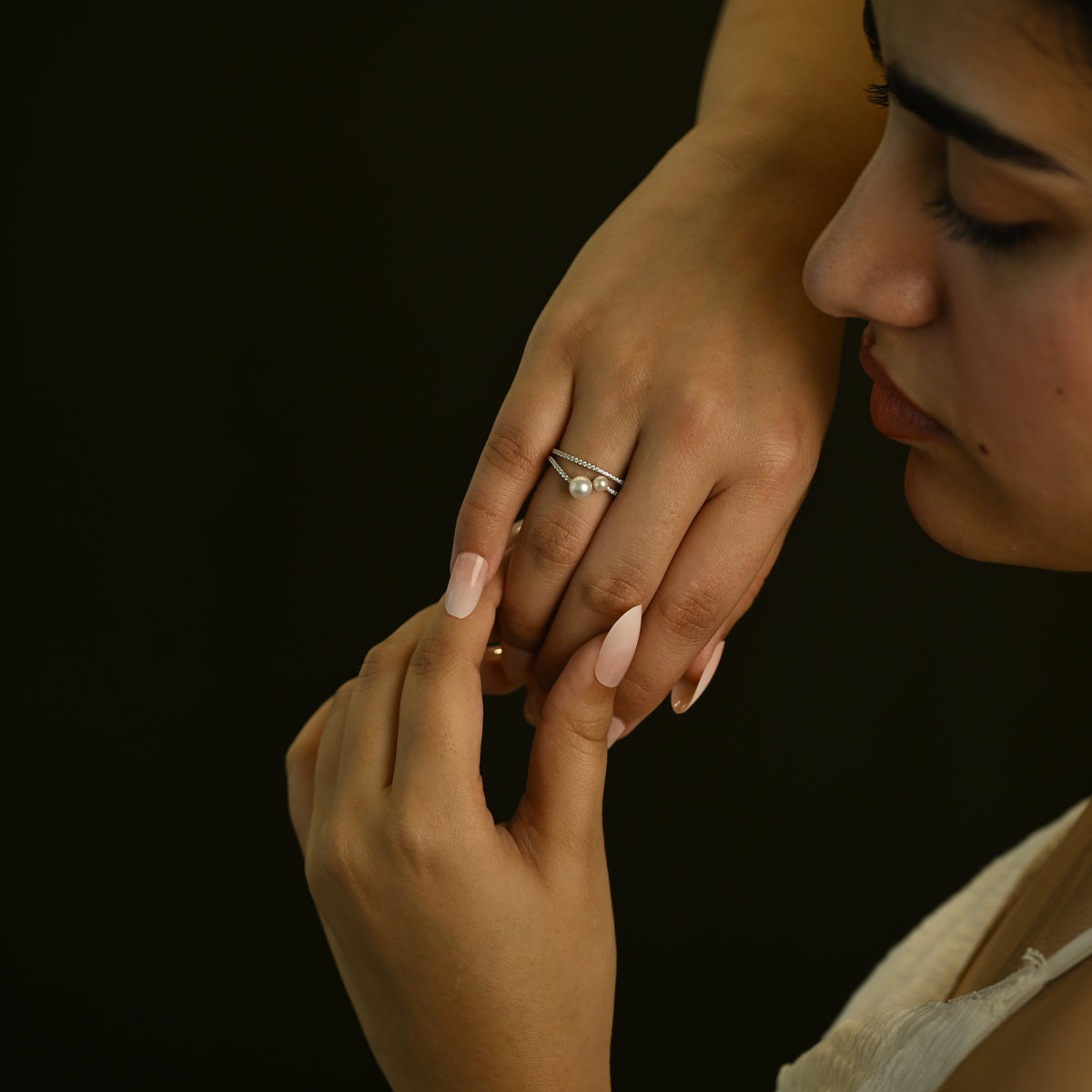 Pearl Double Band Ring