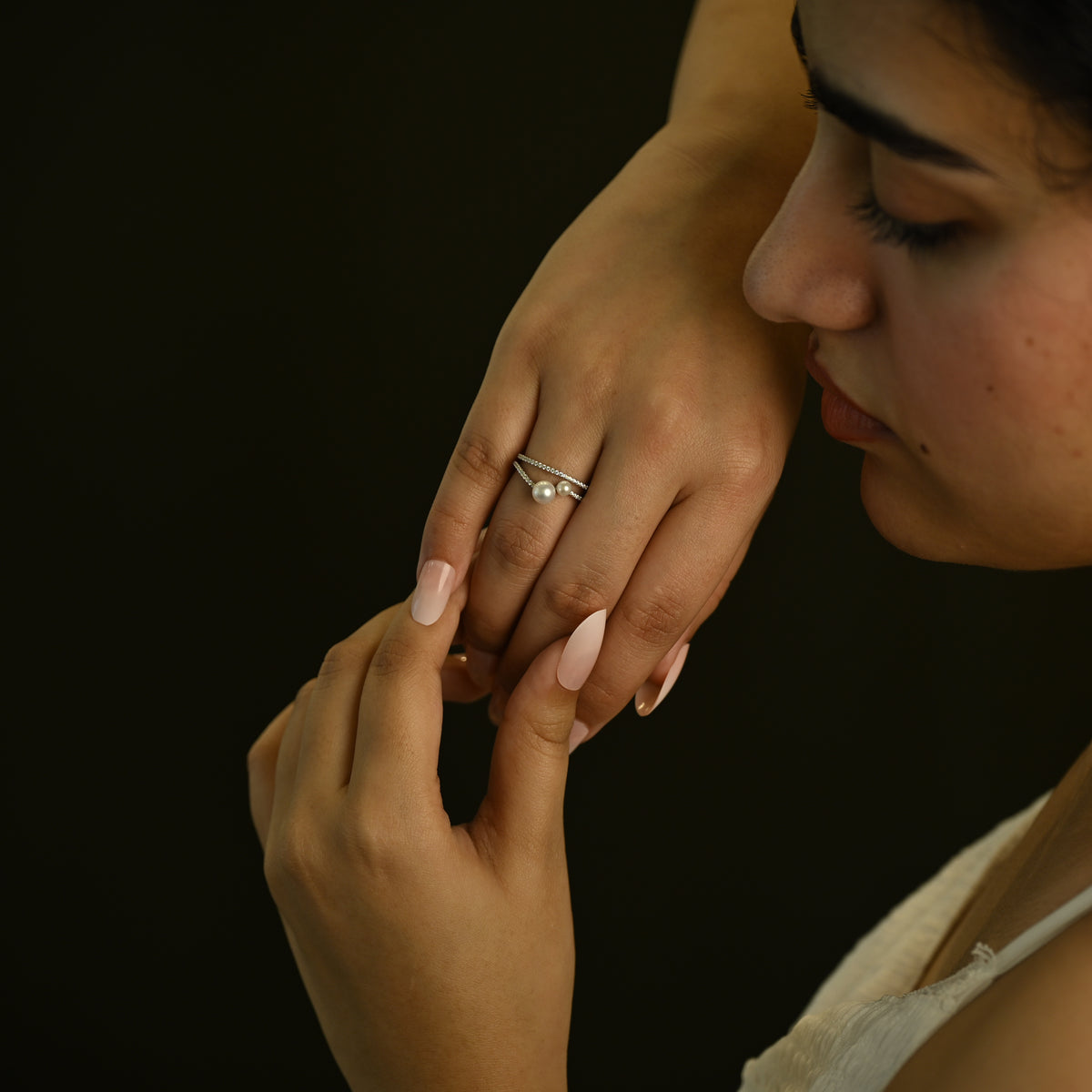 Pearl Double Band Ring
