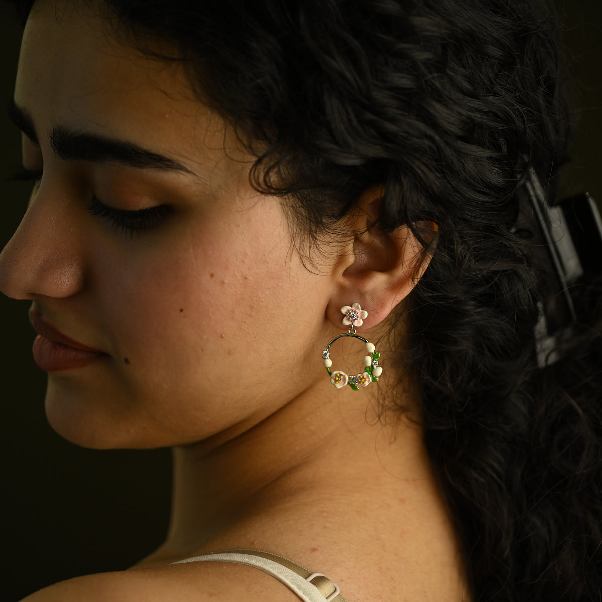 Floral Hoop Earrings