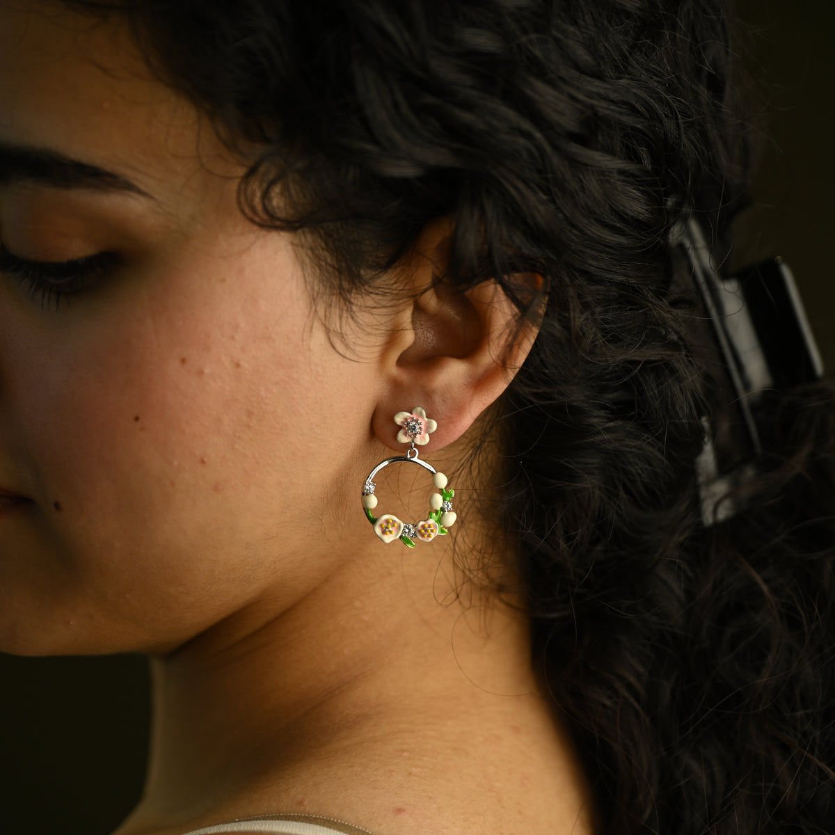 Floral Hoop Earrings