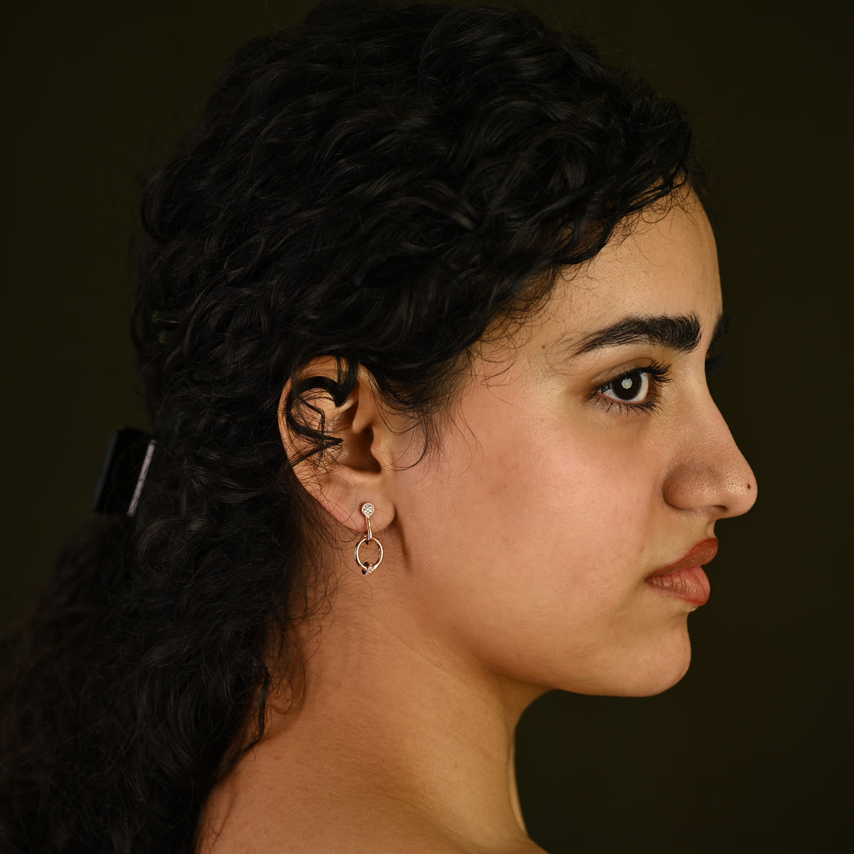 Rose Gold Circle Drop Earrings