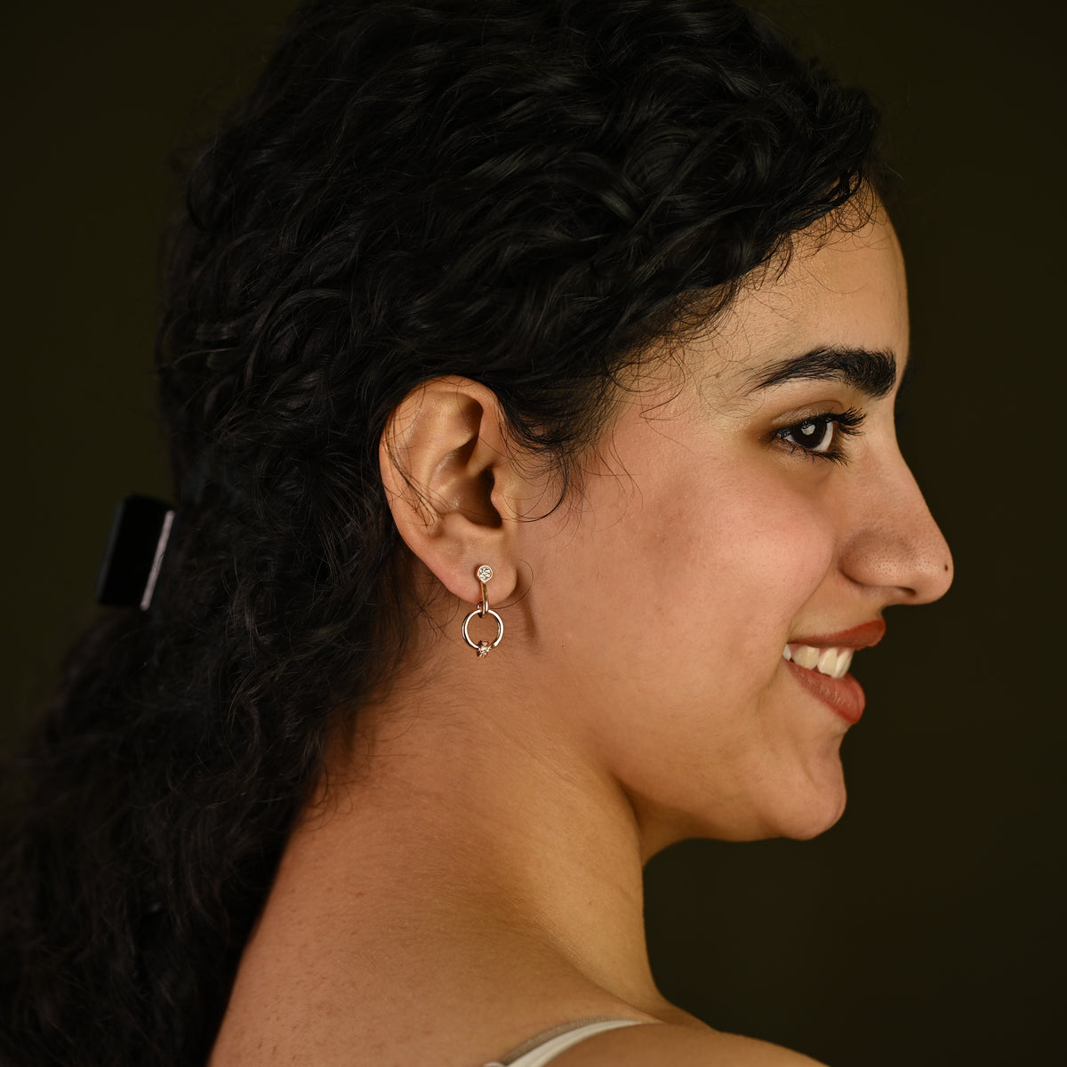 Rose Gold Circle Drop Earrings