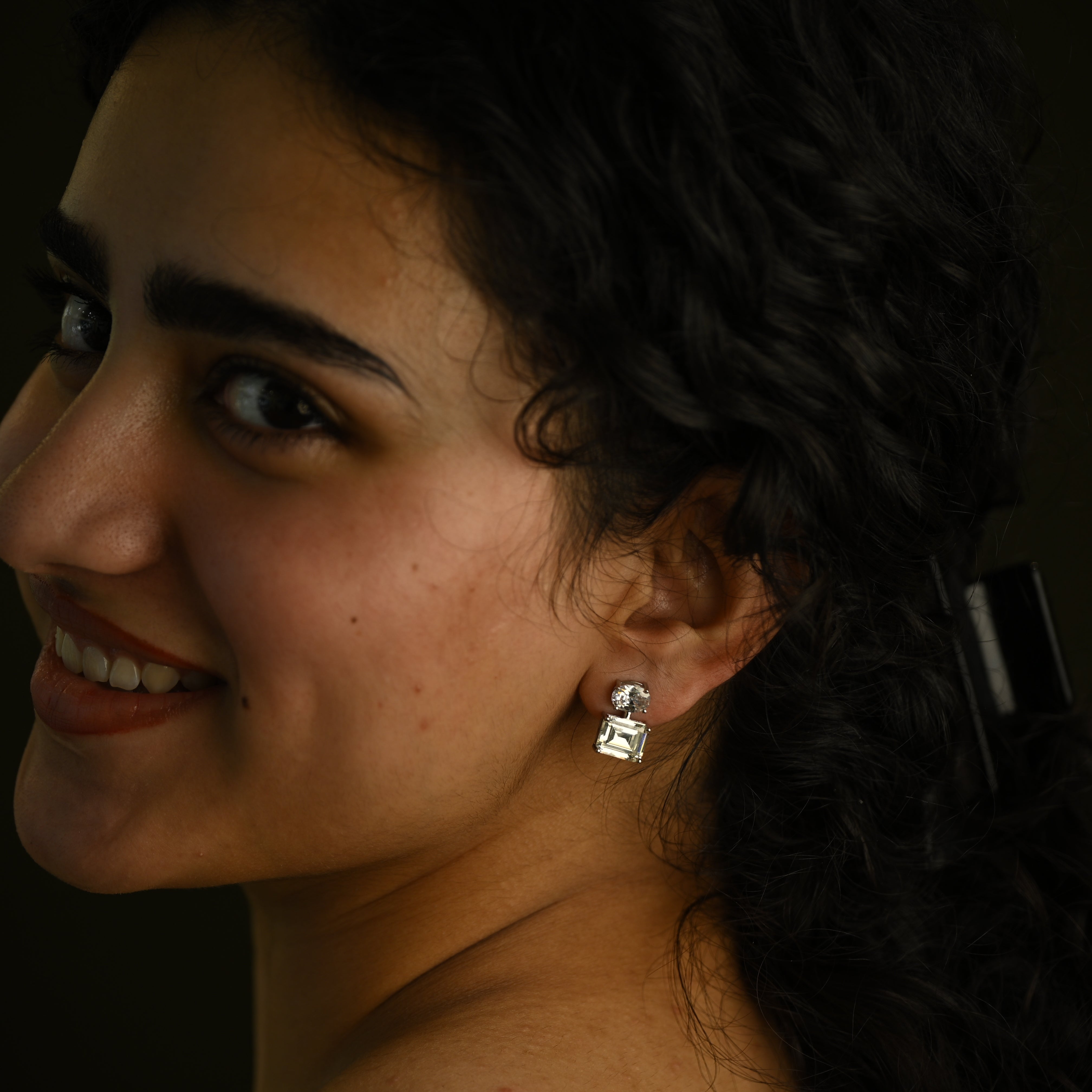 Geometric Pearl Stud Earrings