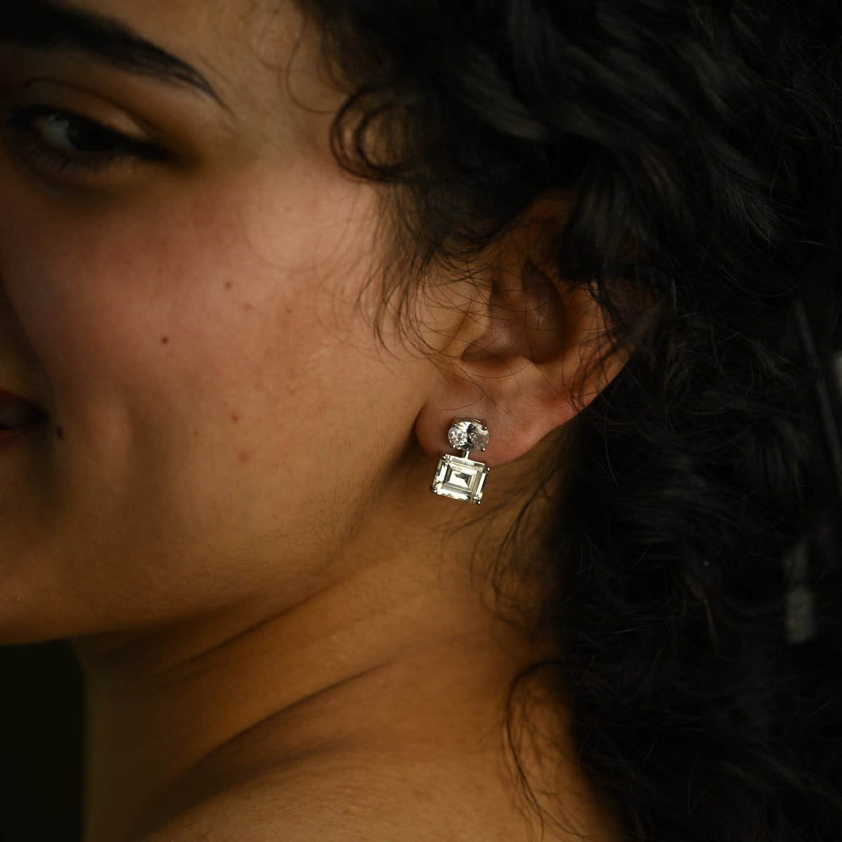 Geometric Pearl Stud Earrings