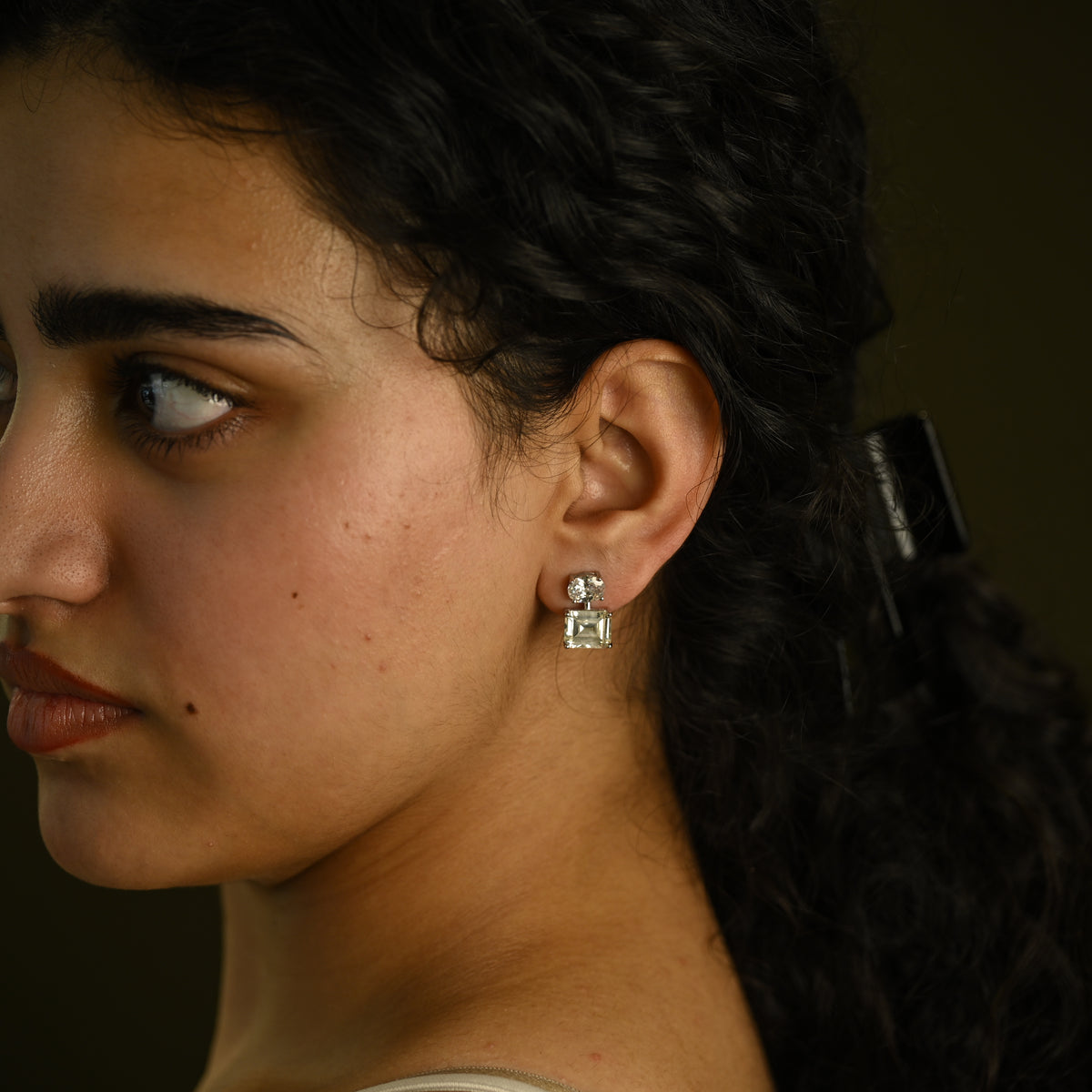 Geometric Pearl Stud Earrings