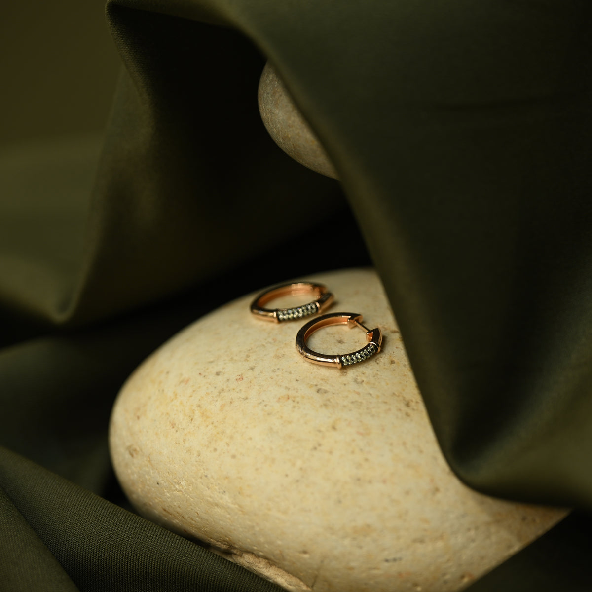Rose Gold Crystal Hoops