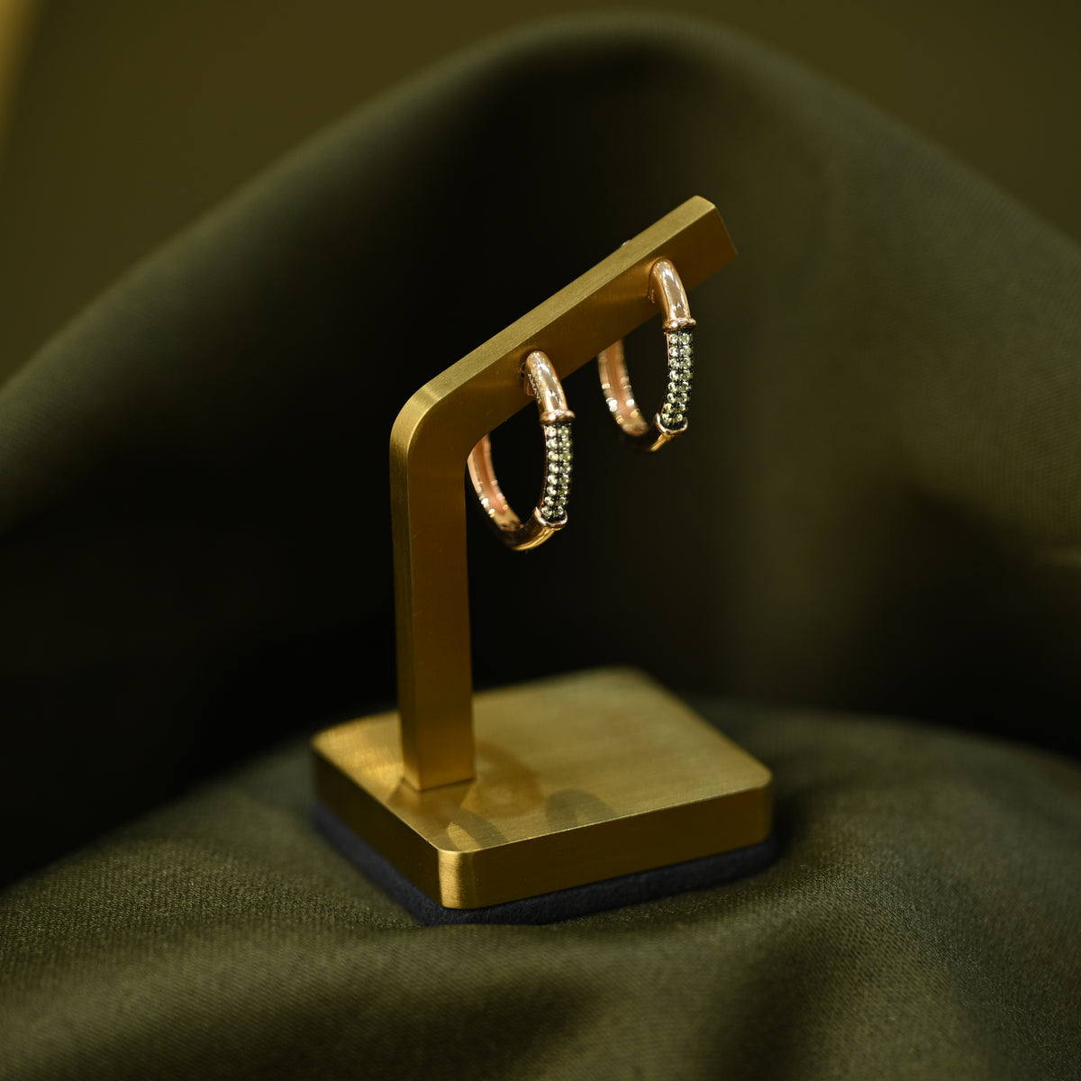 Rose Gold Crystal Hoops