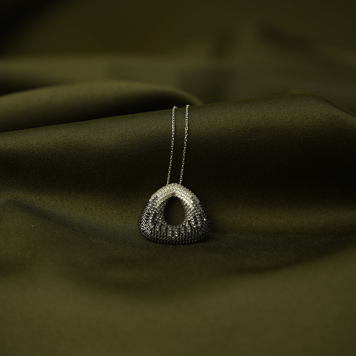 Black Crystal Teardrop Pendant Necklace