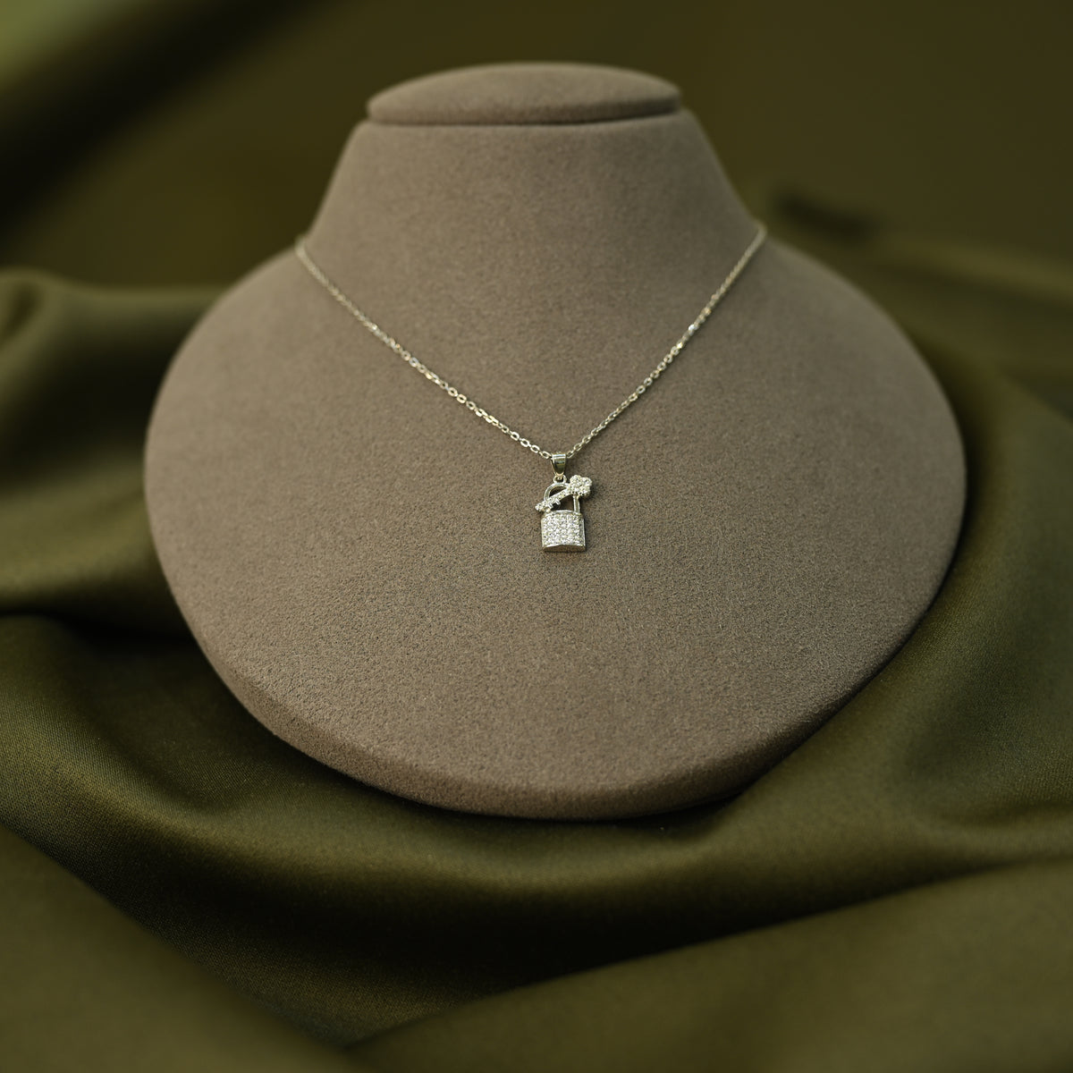 Lock & Key Diamond Pendant Chain