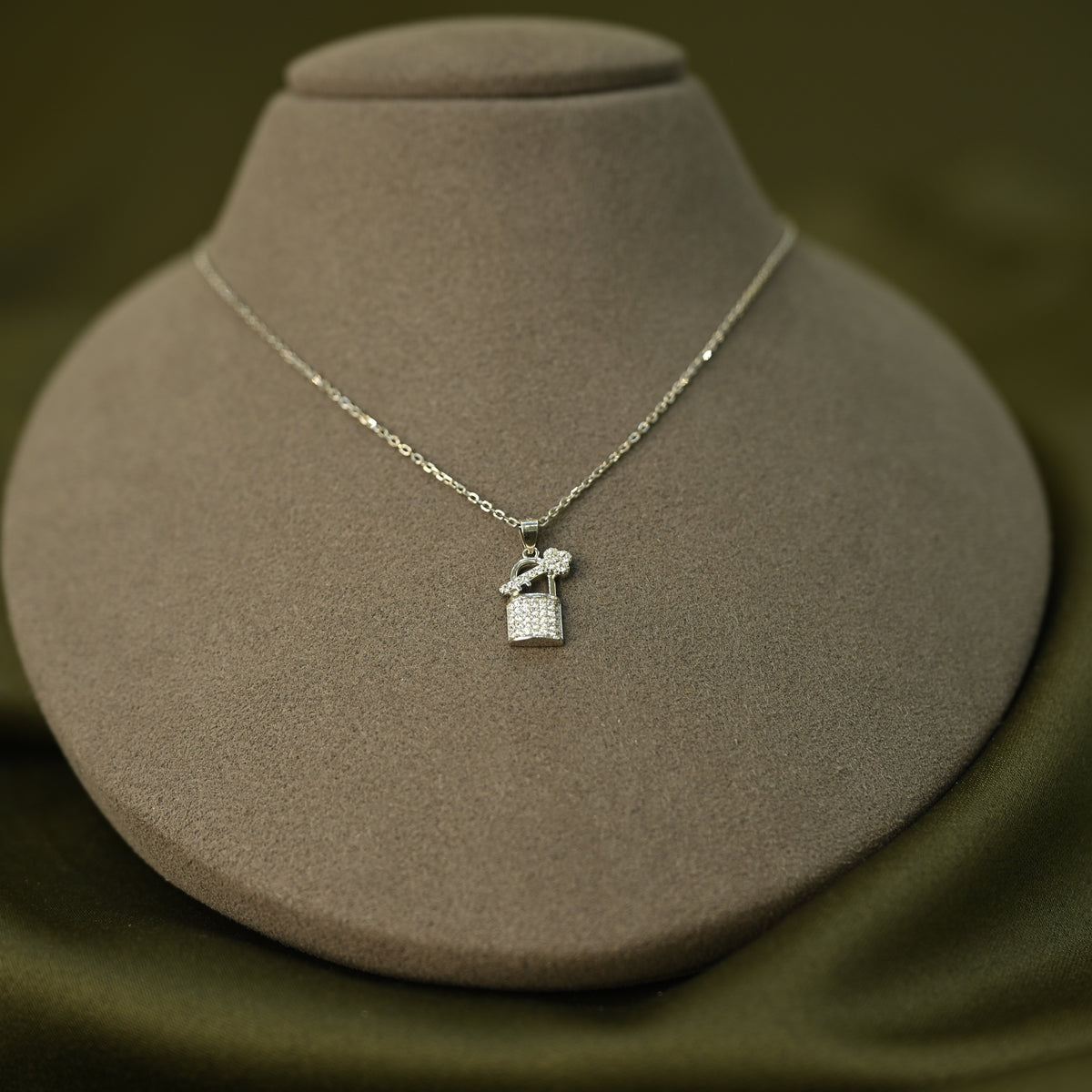 Lock & Key Diamond Pendant Chain