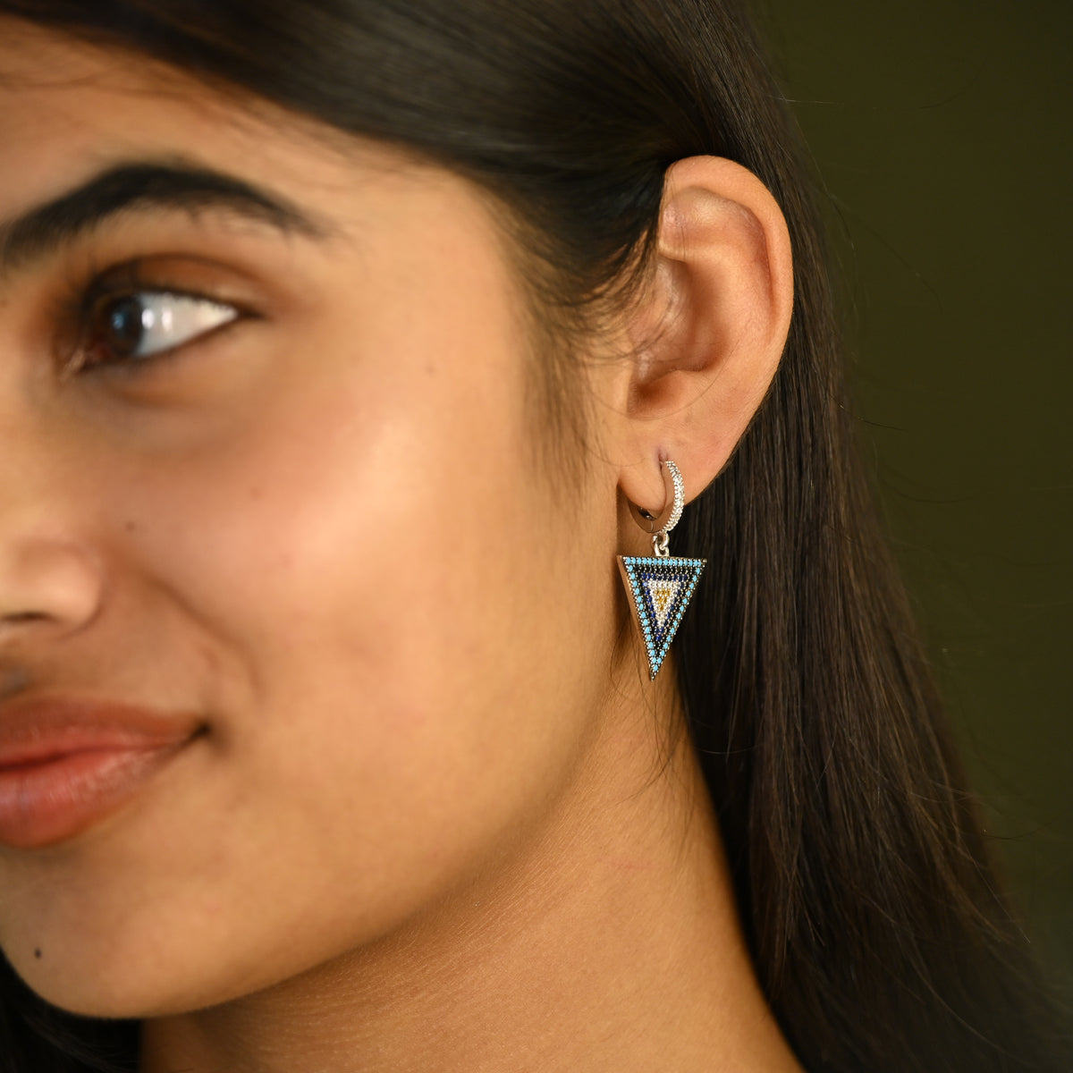 Blue Triangle Necklace & Earring Set