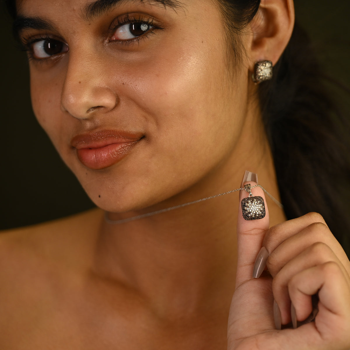 Crystal Square Necklace Set