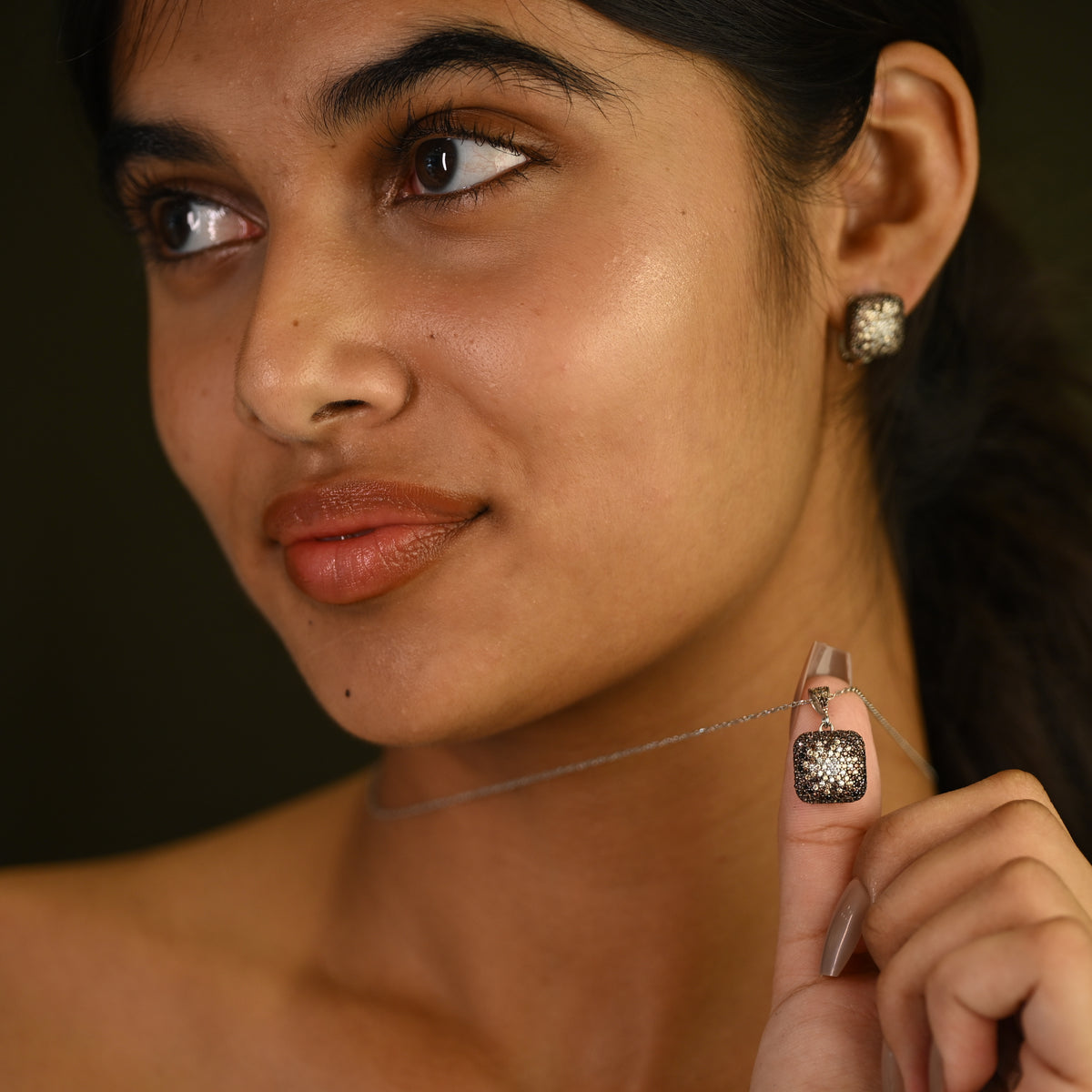 Crystal Square Necklace Set