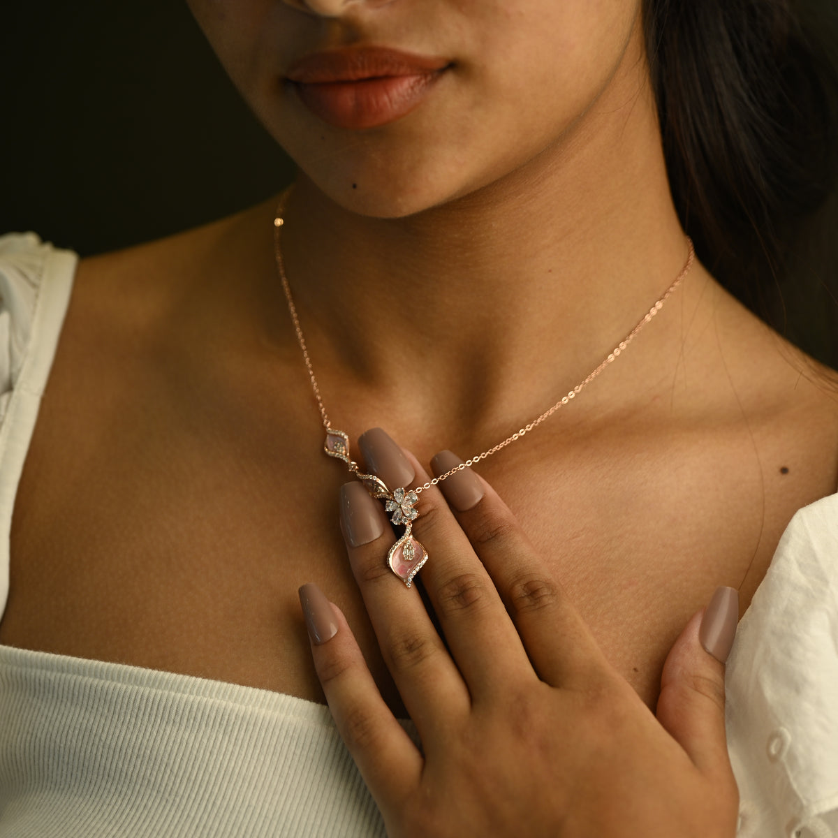 Green Gemstone Necklace & Earring Set