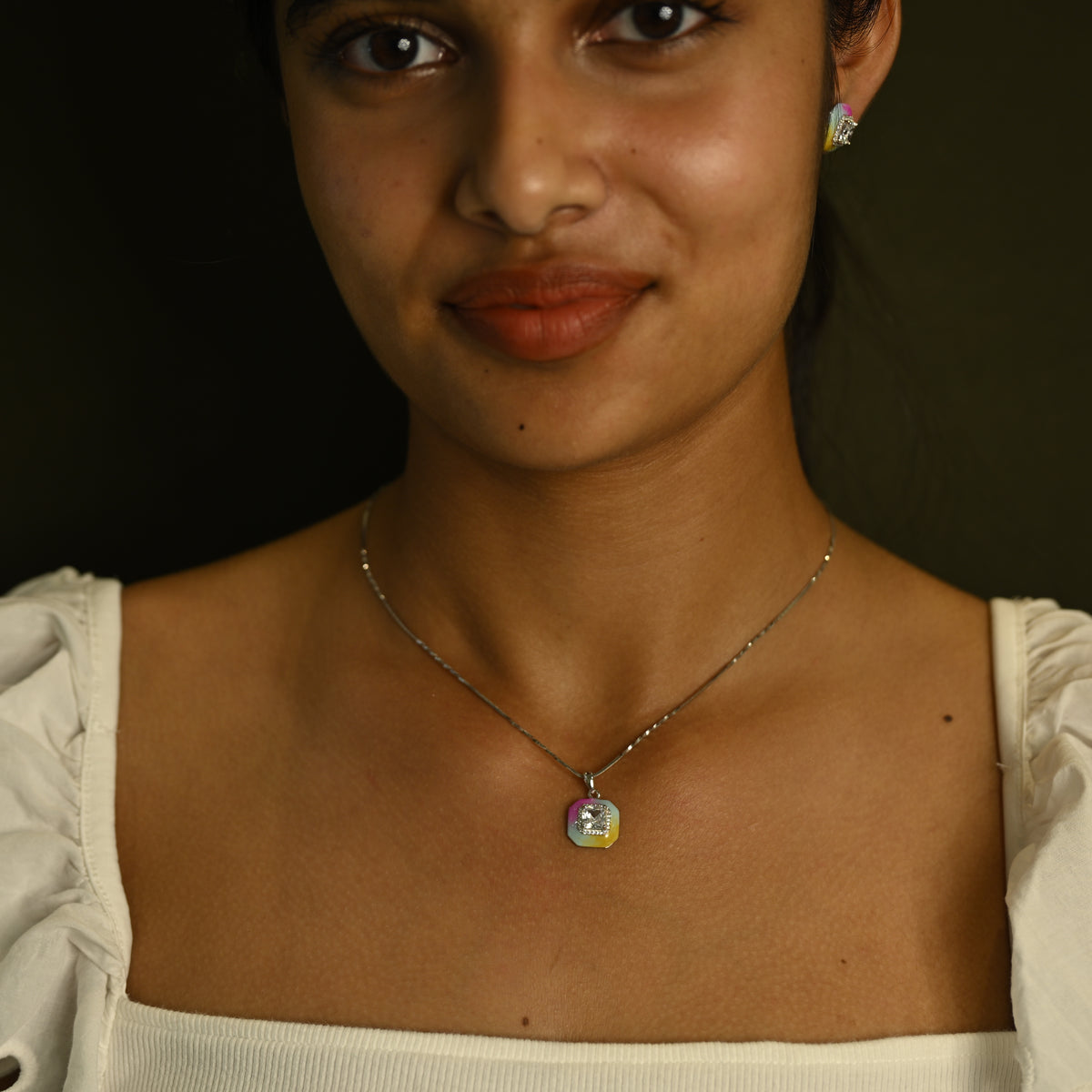 Pastel Blue & Gold Pendant Set