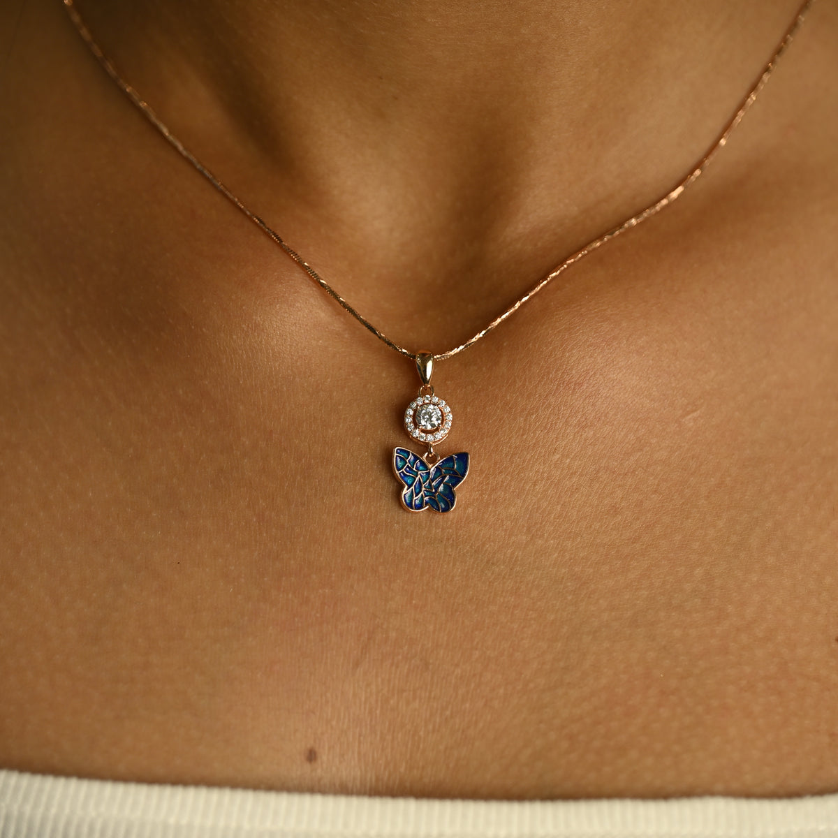 Blue Butterfly Pendant Set