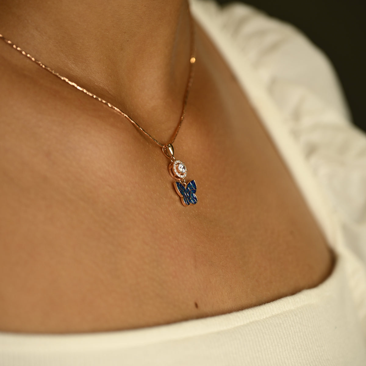 Blue Butterfly Pendant Set