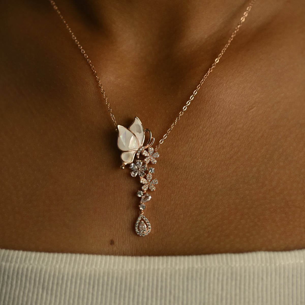 Floral Butterfly Necklace Set