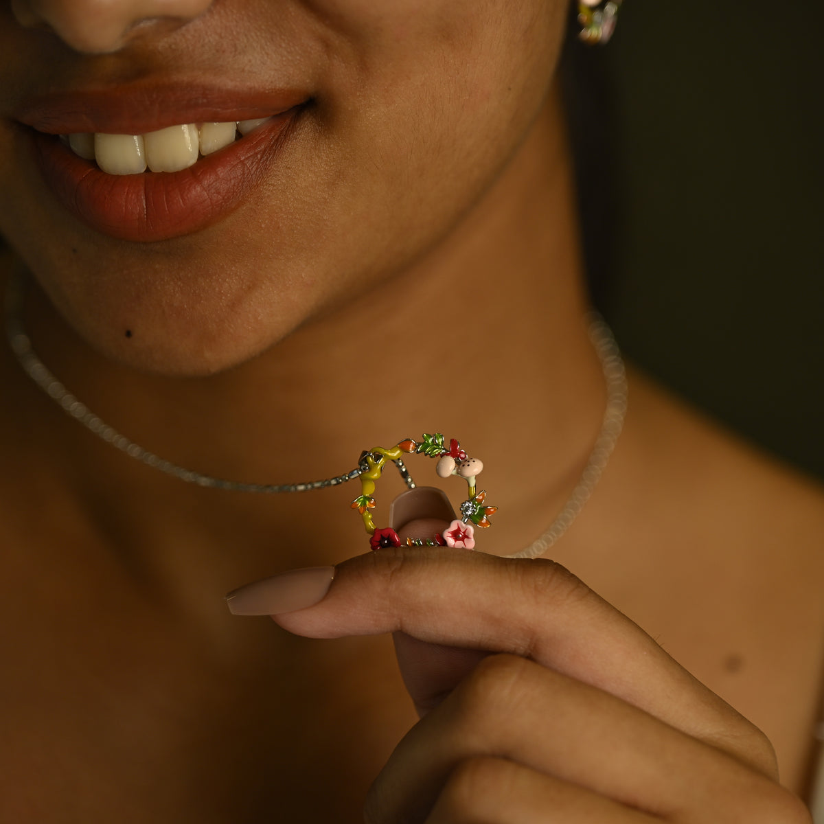 Floral Hoop Pendant Set