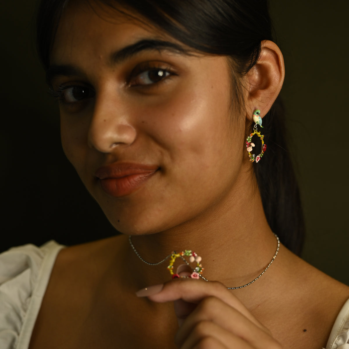Floral Hoop Pendant Set