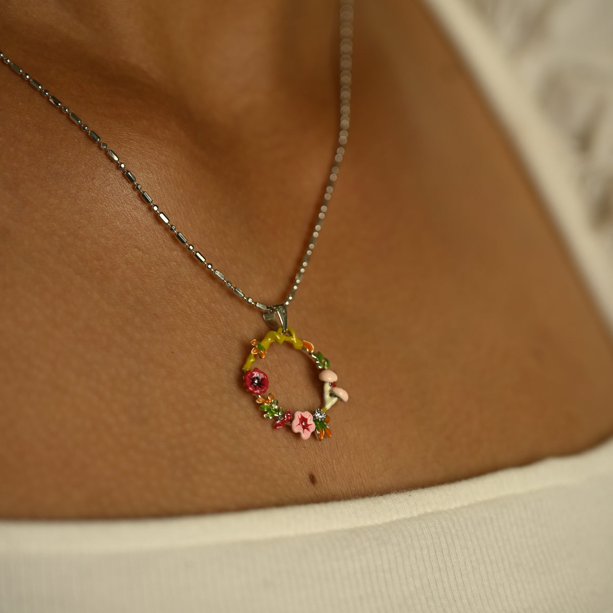 Floral Hoop Pendant Set