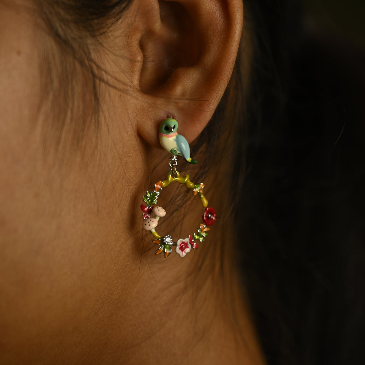 Floral Hoop Pendant Set
