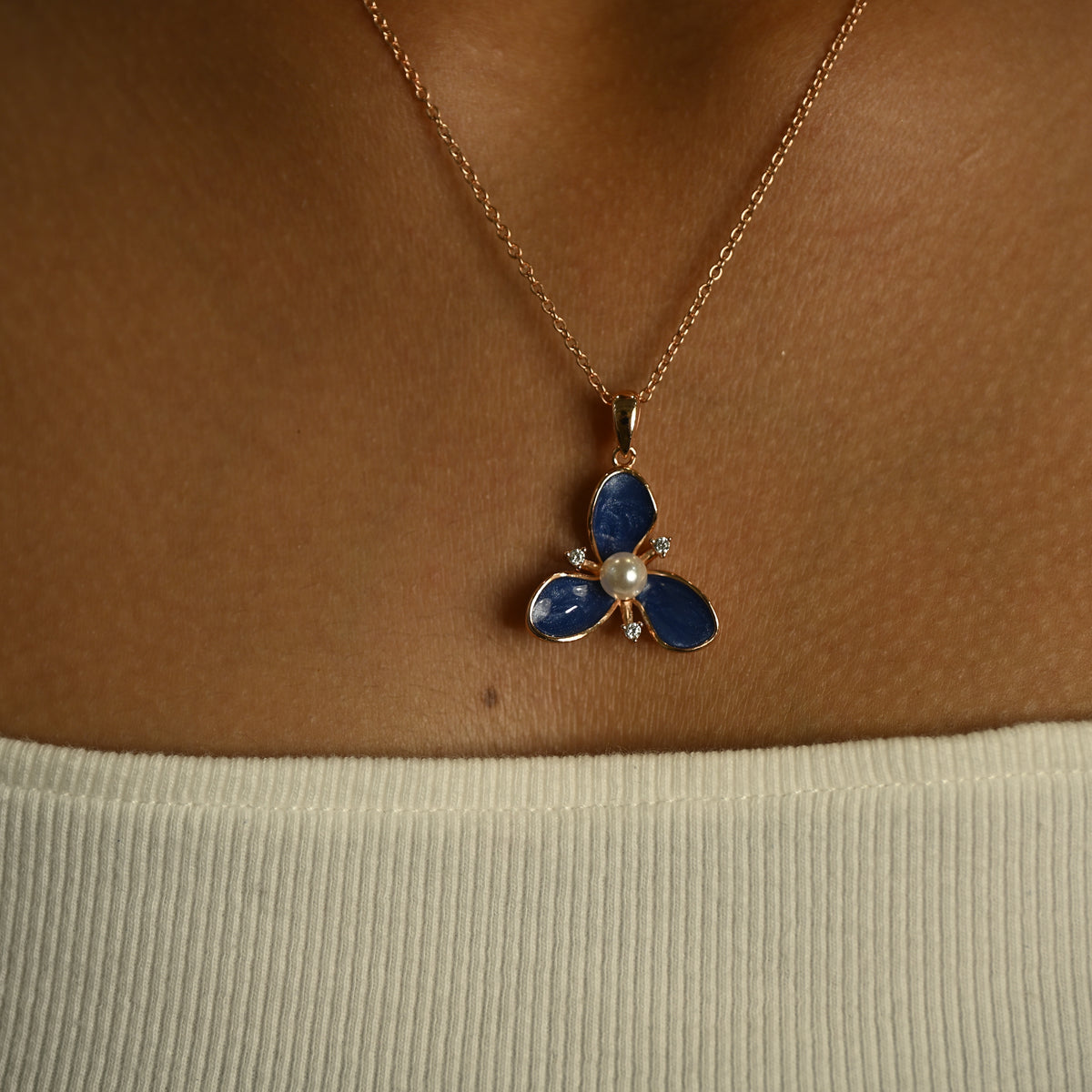 Blue Floral Necklace Set