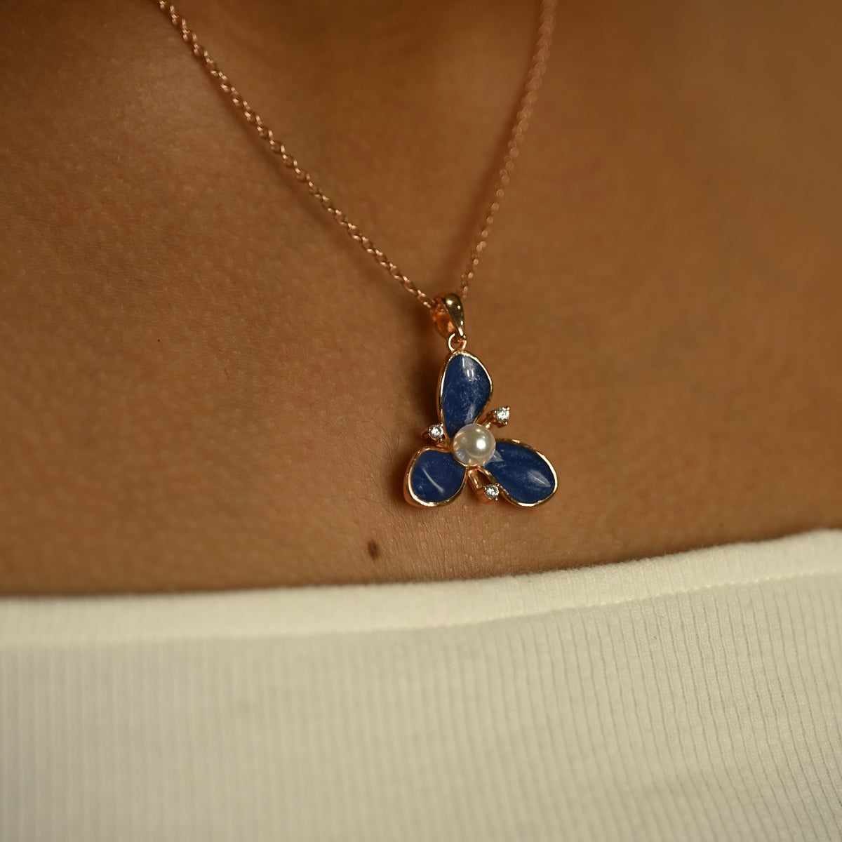 Blue Floral Necklace Set