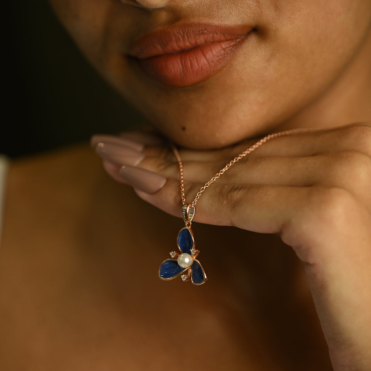 Blue Floral Necklace Set