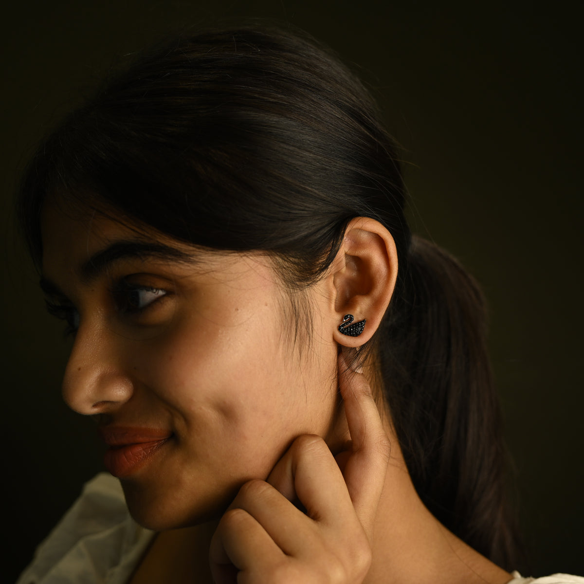 Black Swan Stud Earrings