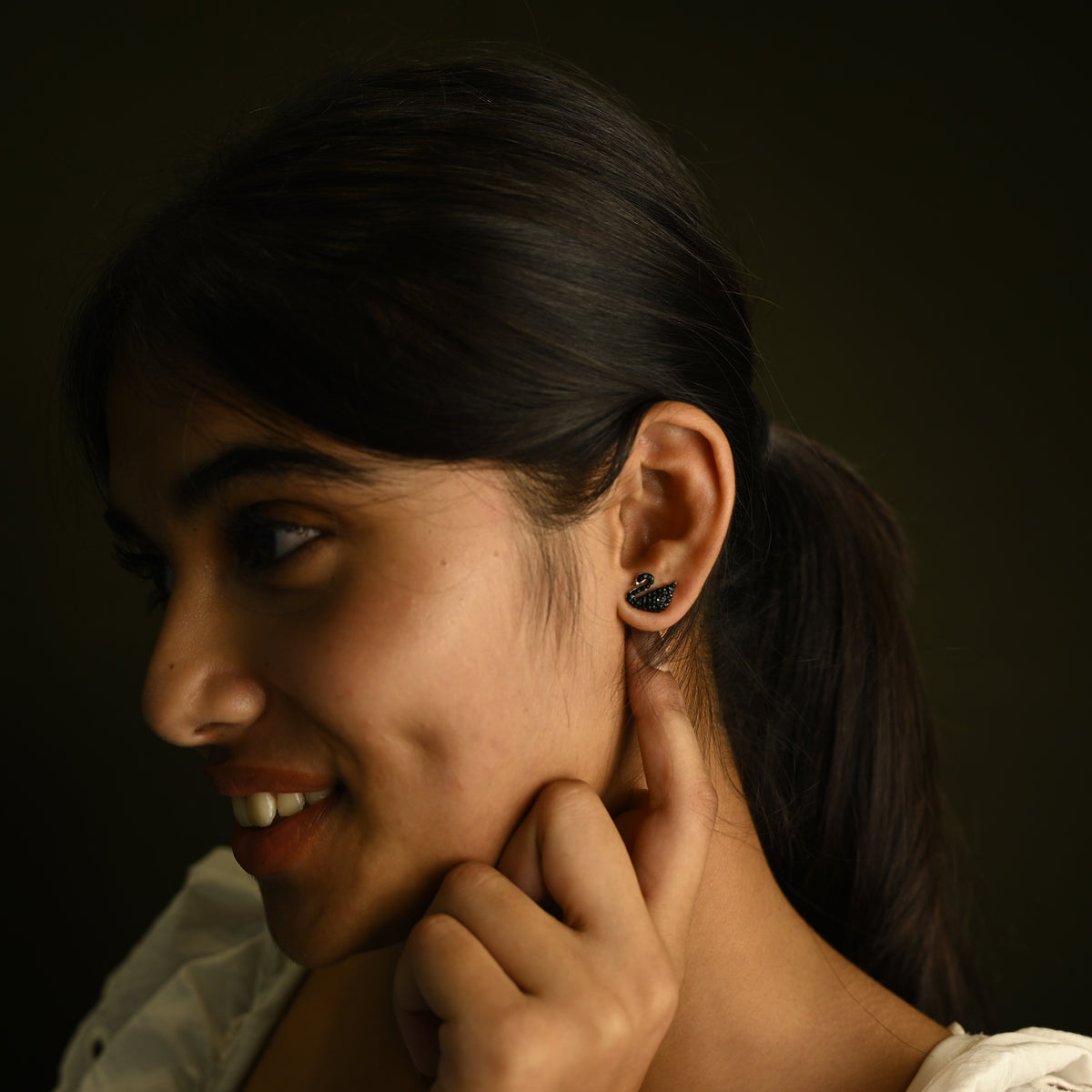 Black Swan Stud Earrings