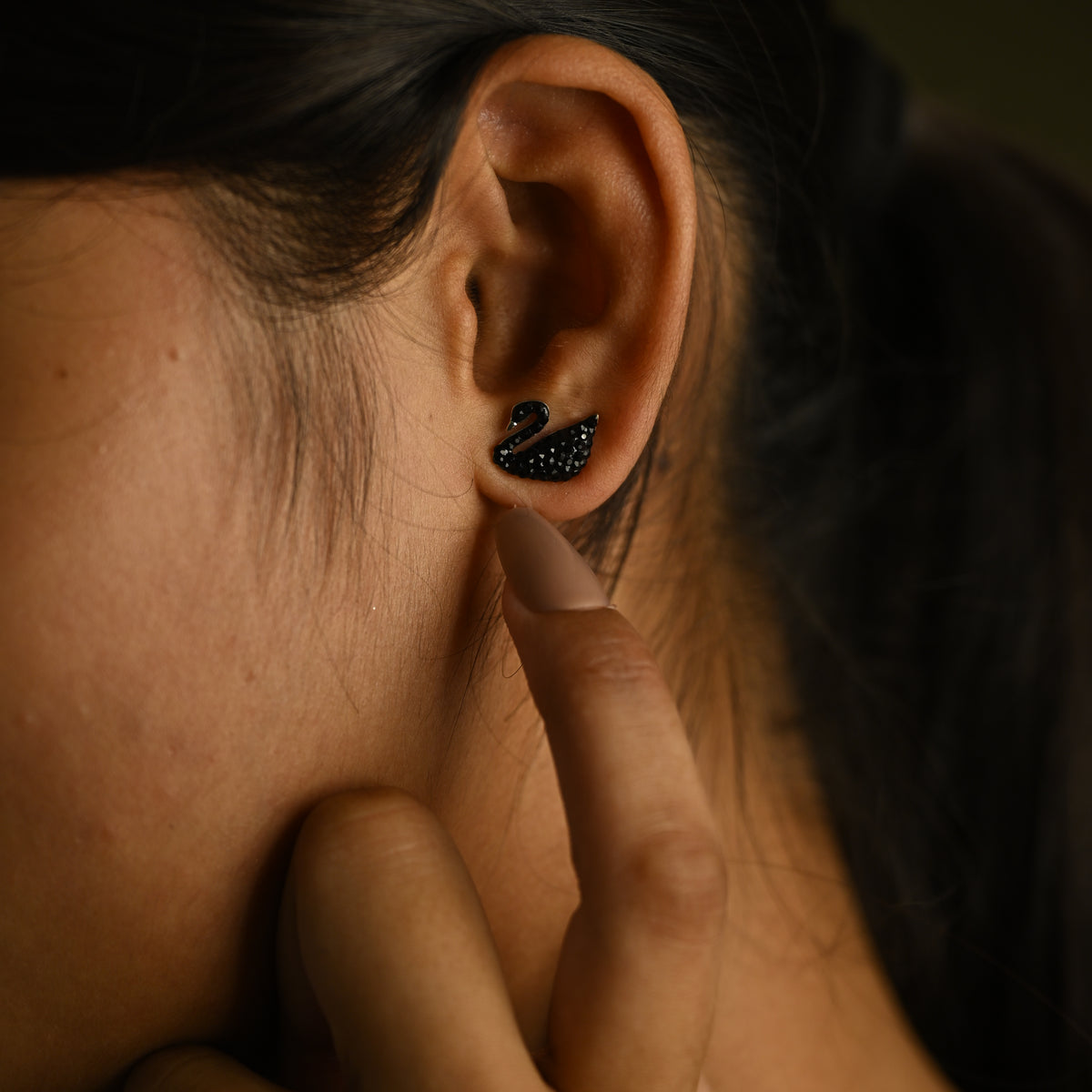 Black Swan Stud Earrings
