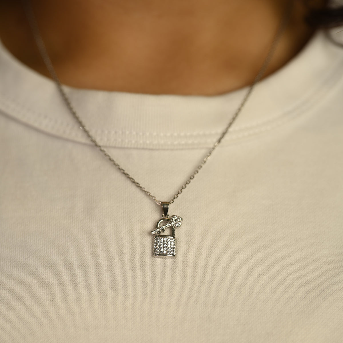 Lock & Key Diamond Pendant Chain