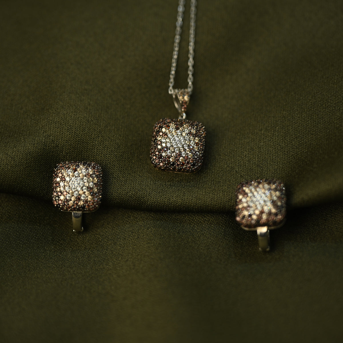 Crystal Square Necklace Set