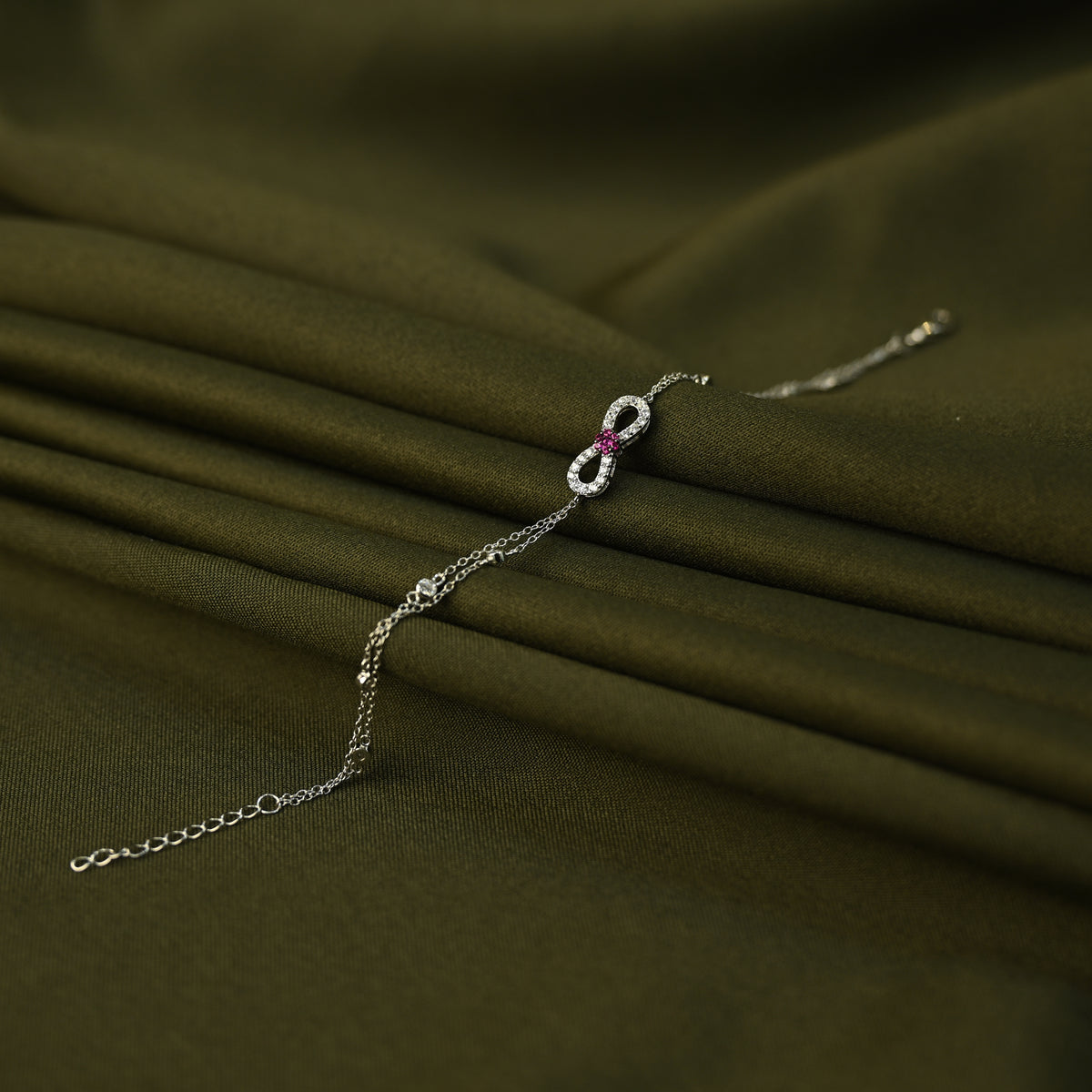 Rosé Bow Double Chain Bracelet