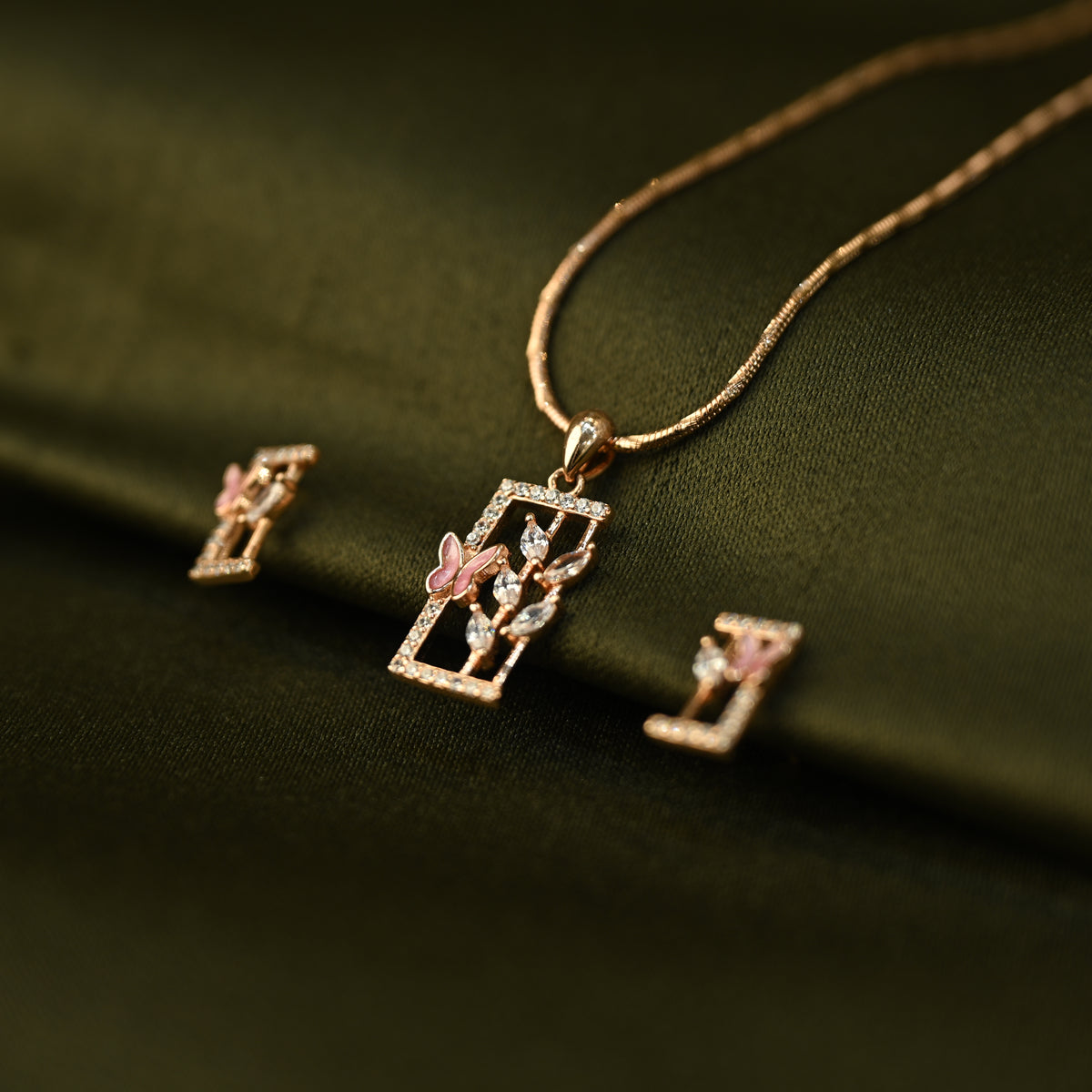 Butterfly Charm Pendant Set