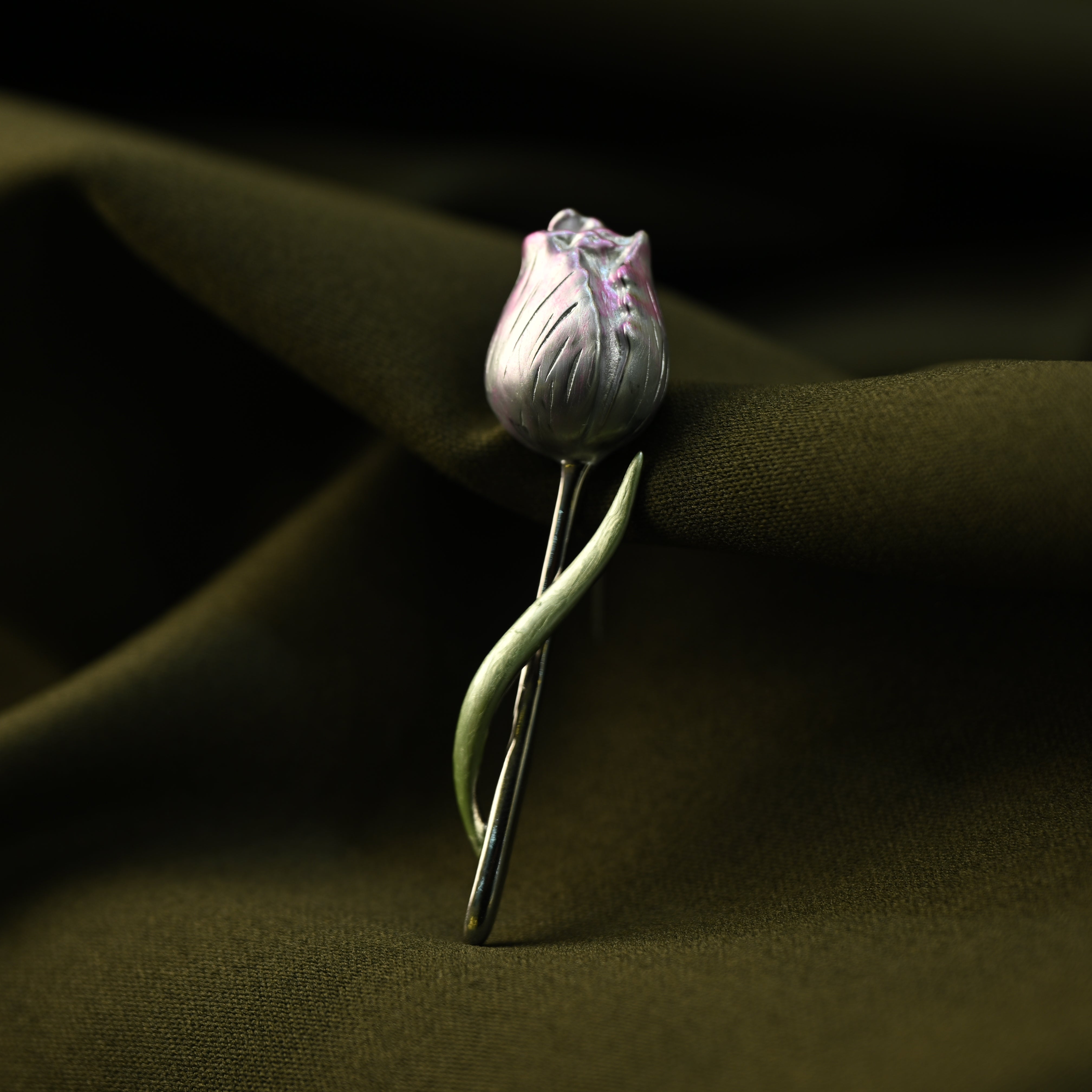 Silver Rose Brooch