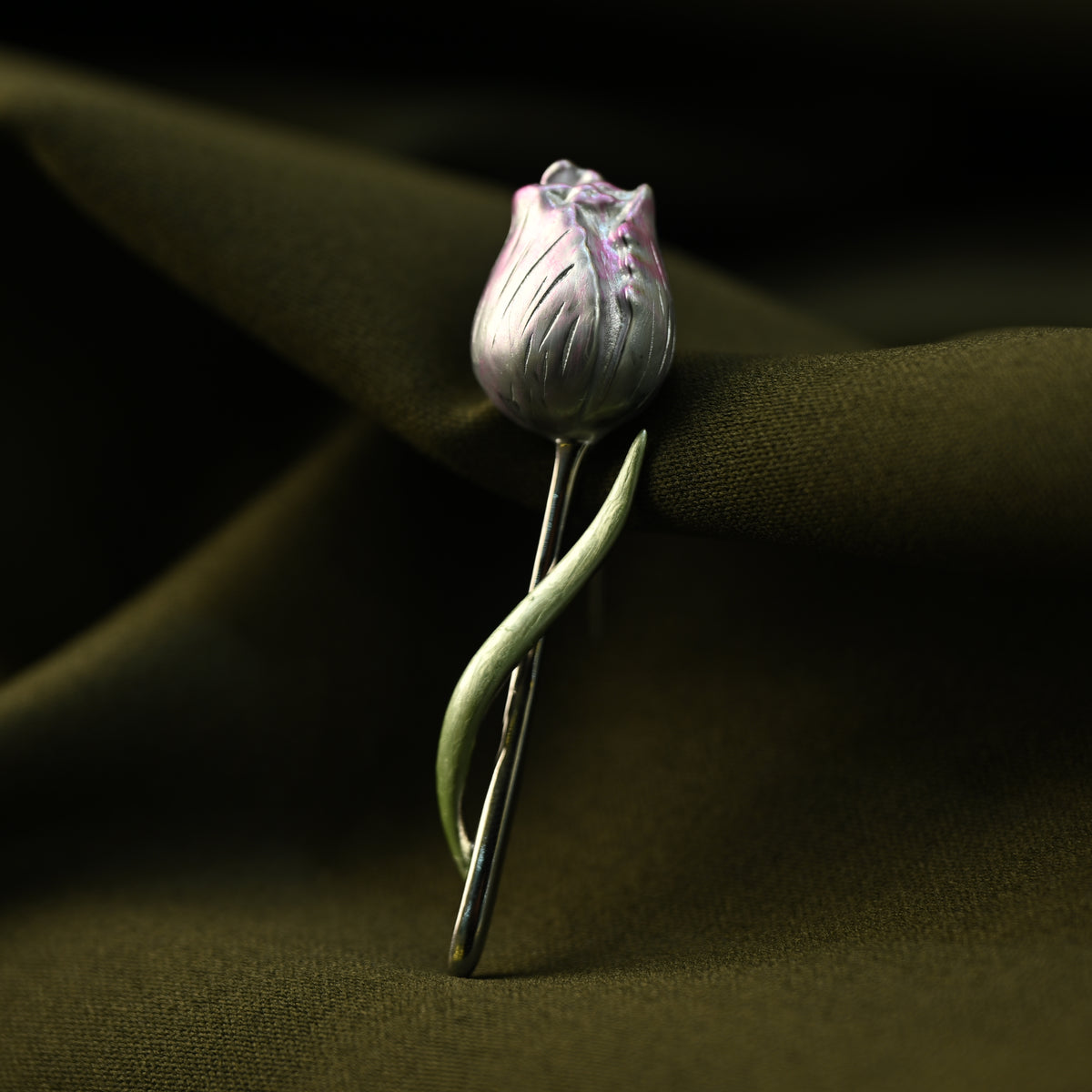 Silver Rose Brooch