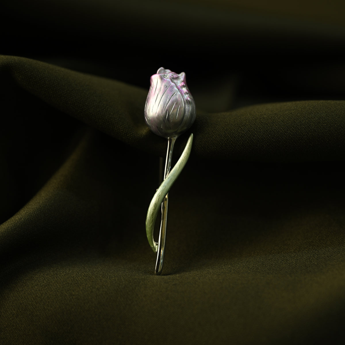 Silver Rose Brooch