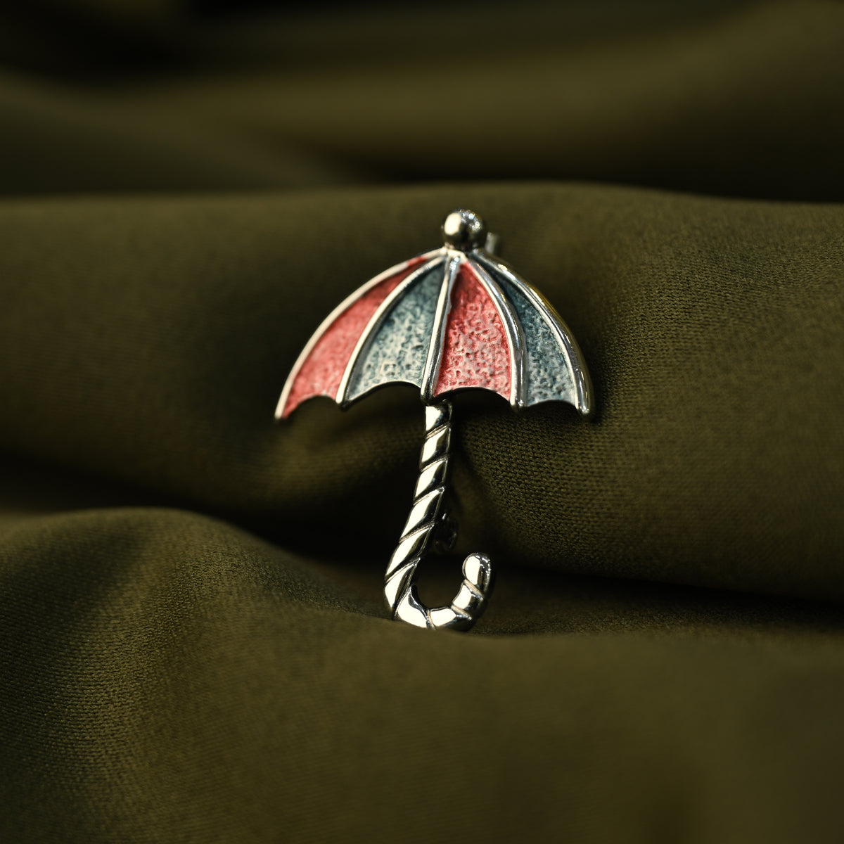 Red & Silver Umbrella Brooch