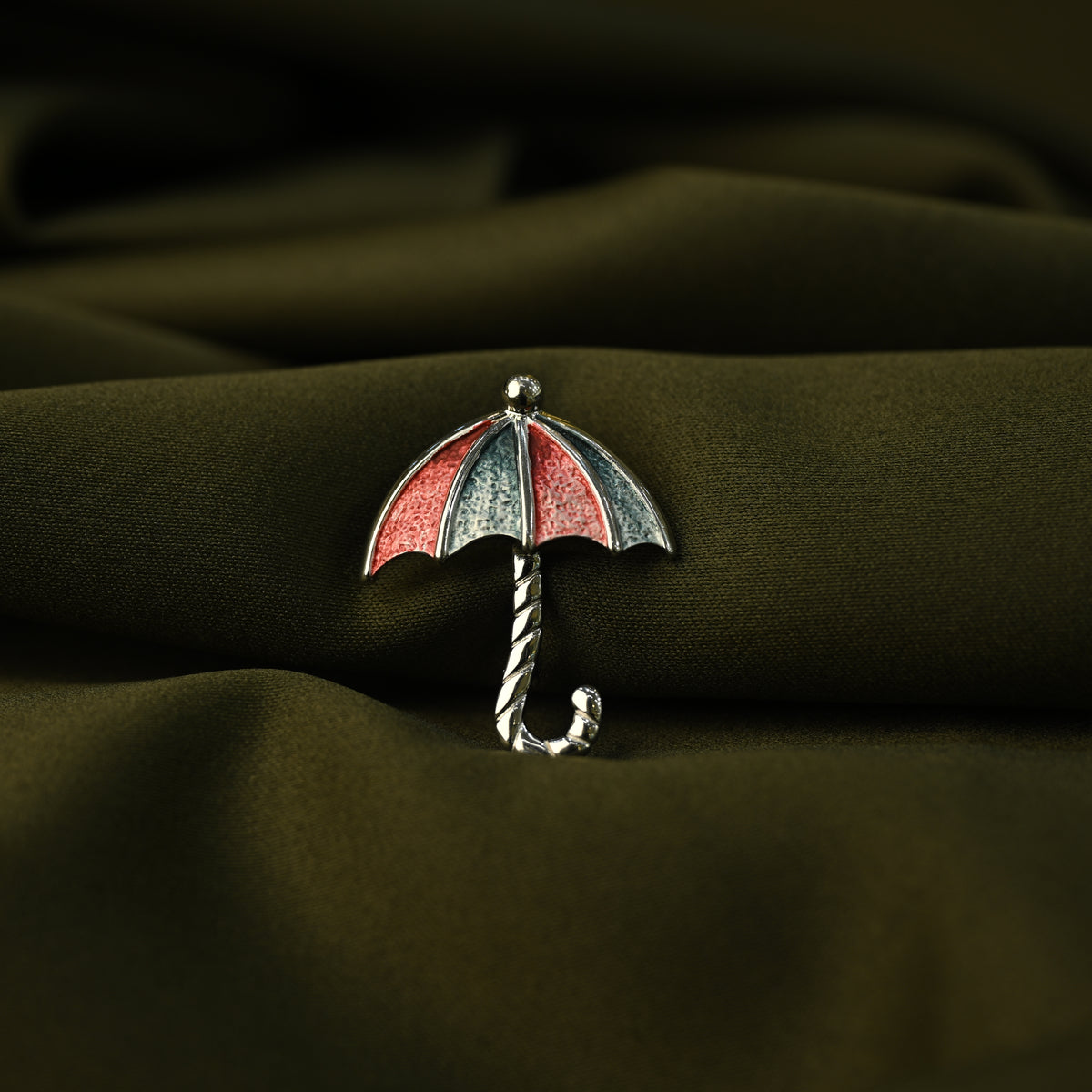 Red & Silver Umbrella Brooch