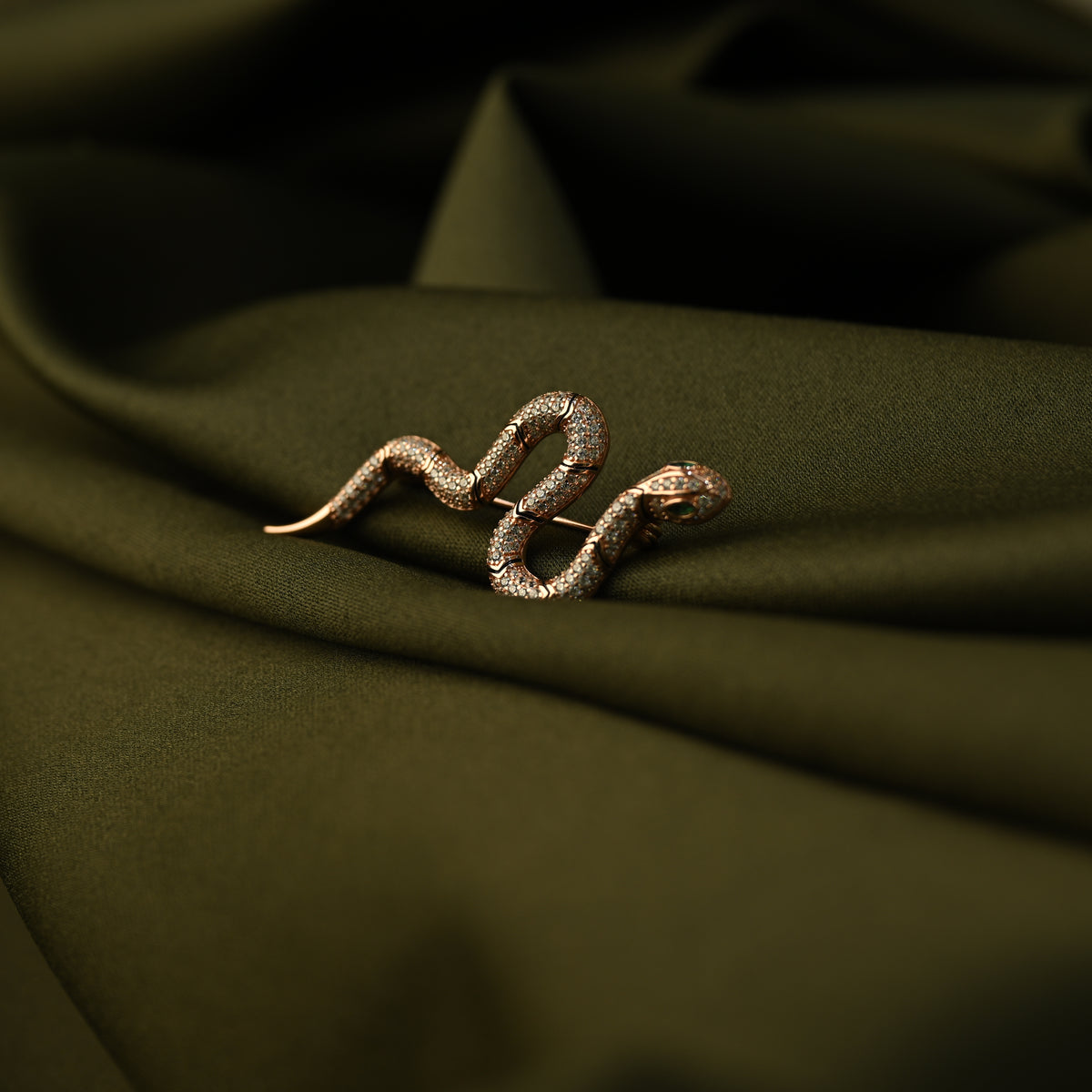 Crystal Snake Brooch