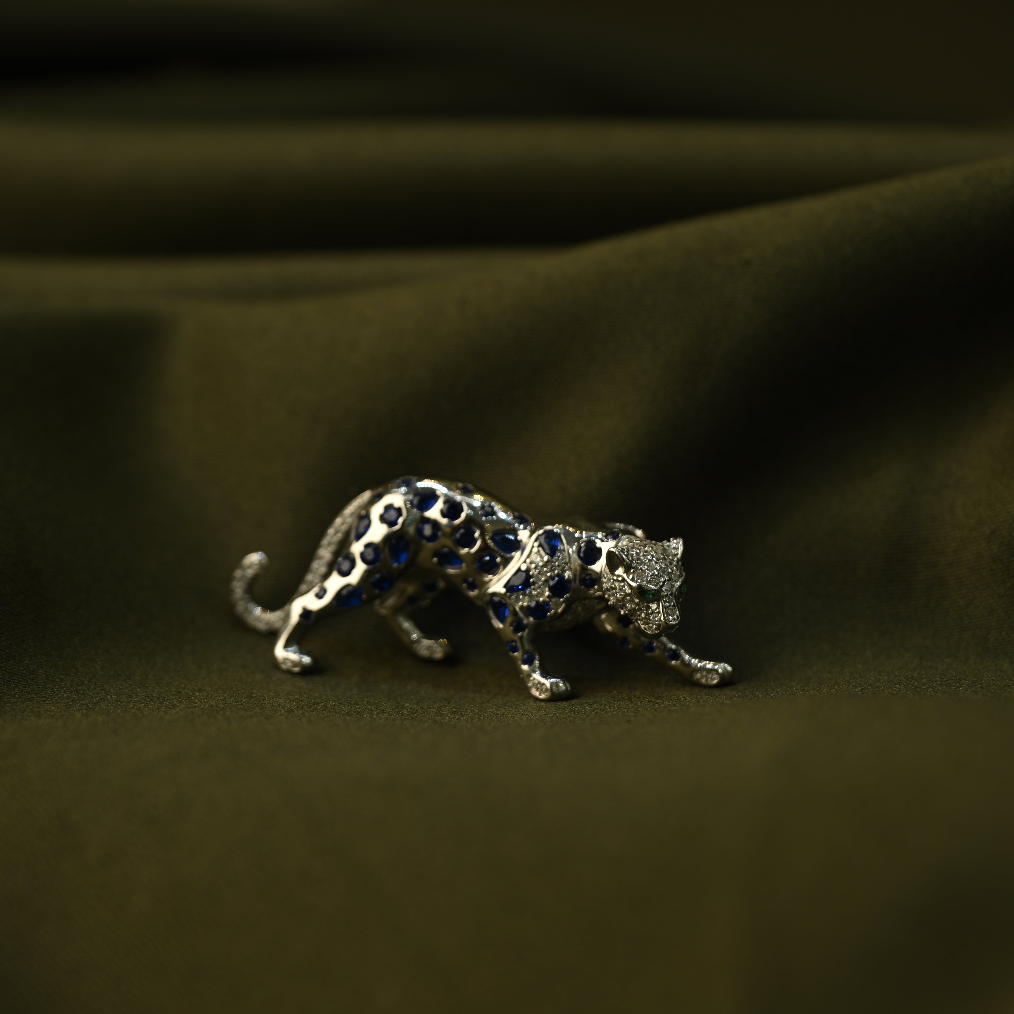 Blue Leopard Brooch