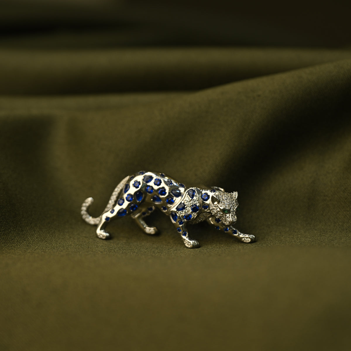 Blue Leopard Brooch