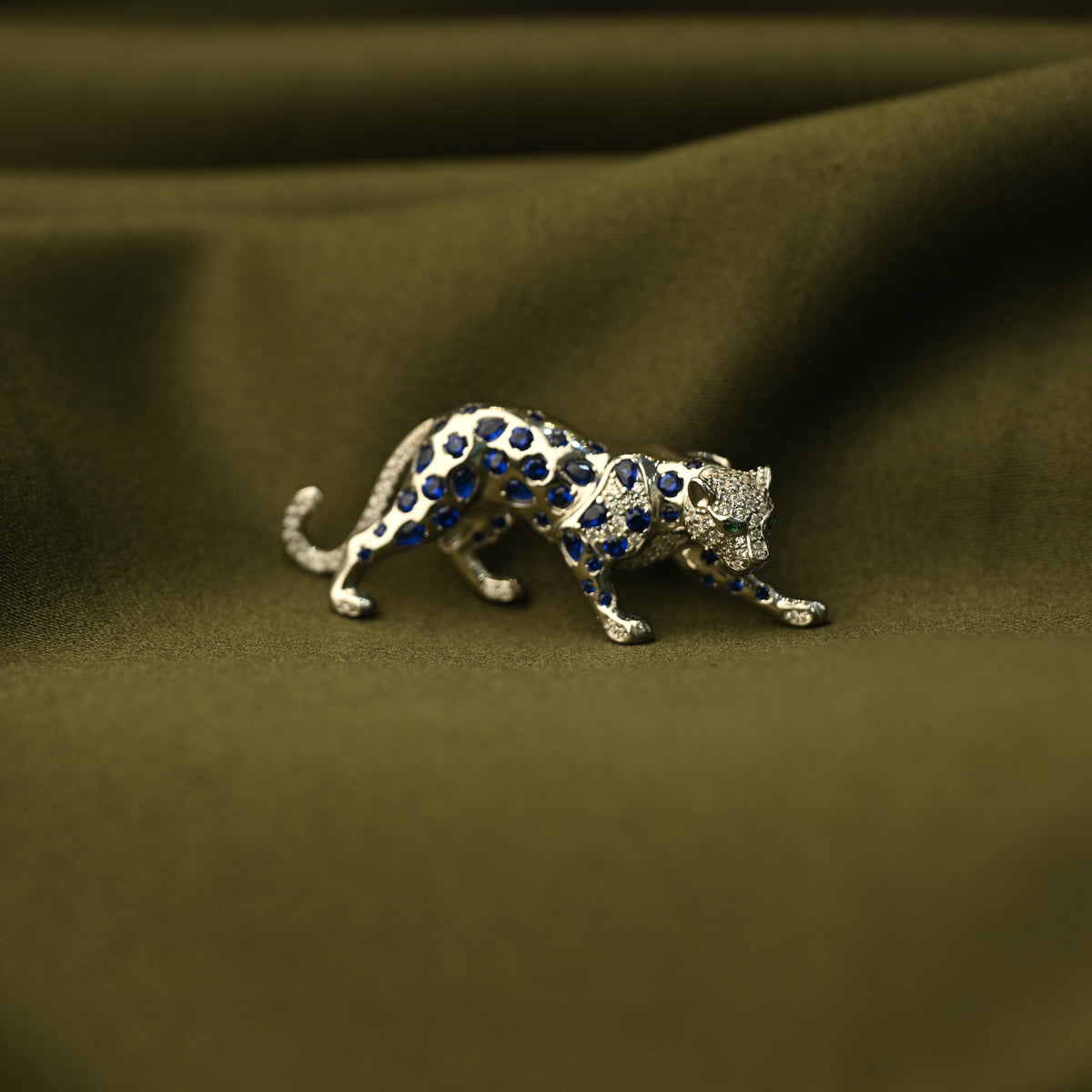 Blue Leopard Brooch