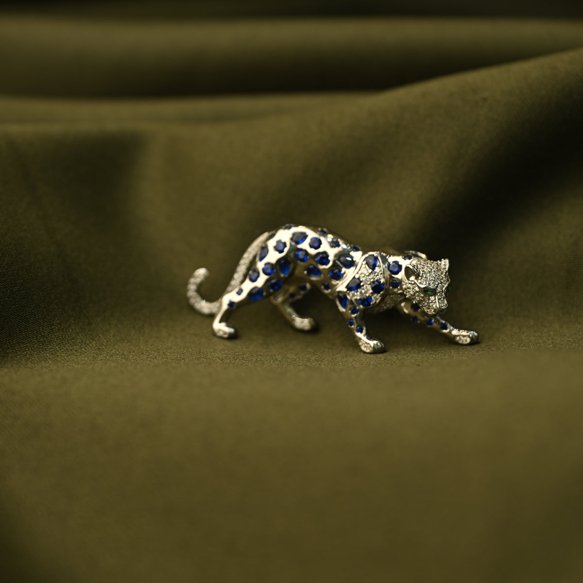 Blue Leopard Brooch