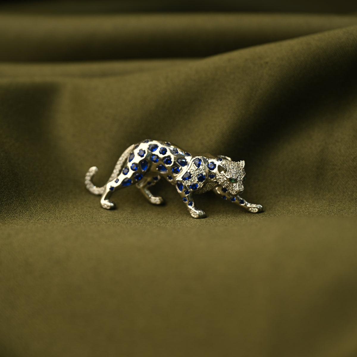 Blue Leopard Brooch