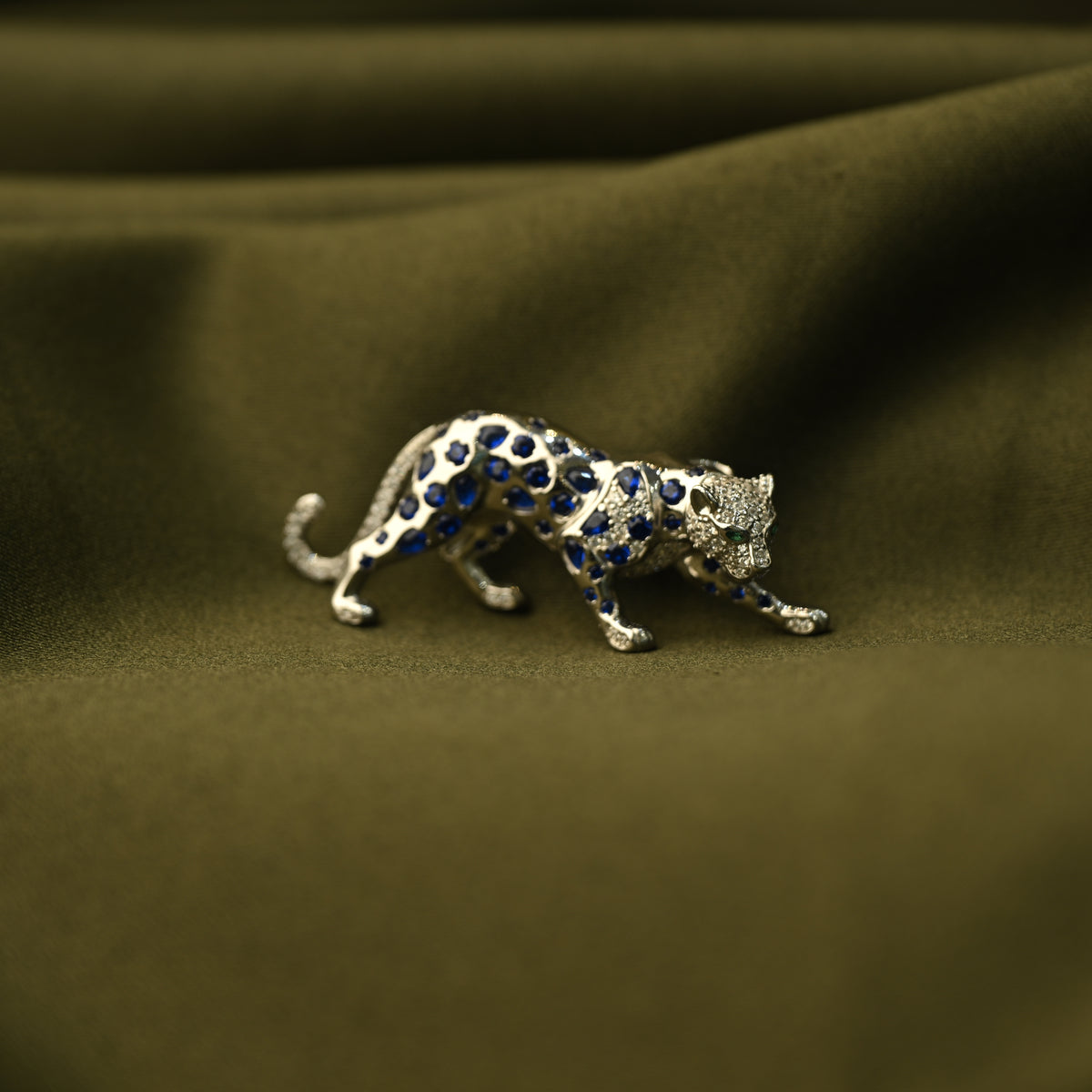 Blue Leopard Brooch